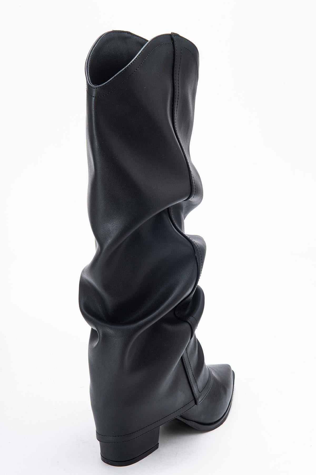 Elaris - Black Block Heel Knee High Boot (Women)