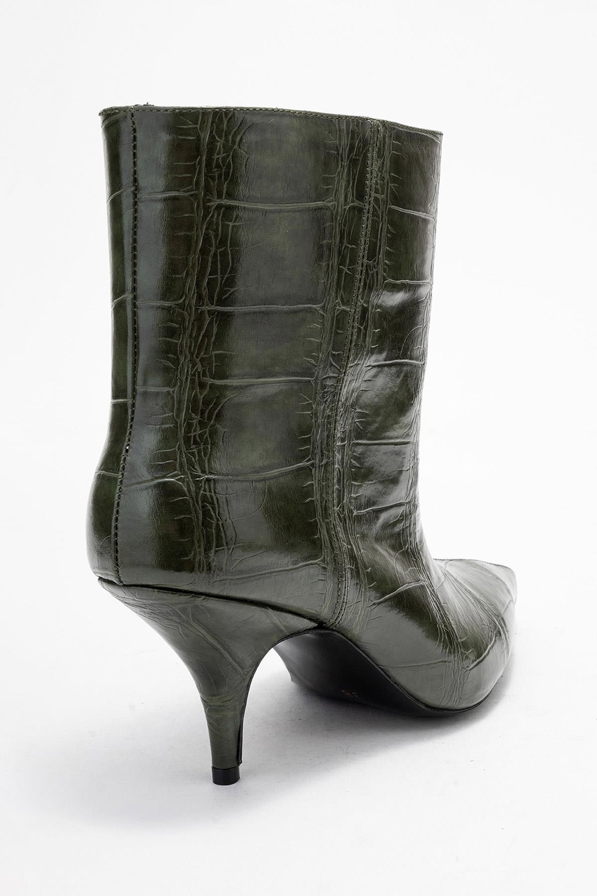 Brivelle - Botín Verde Estampado con Punta Fina (Mujer)