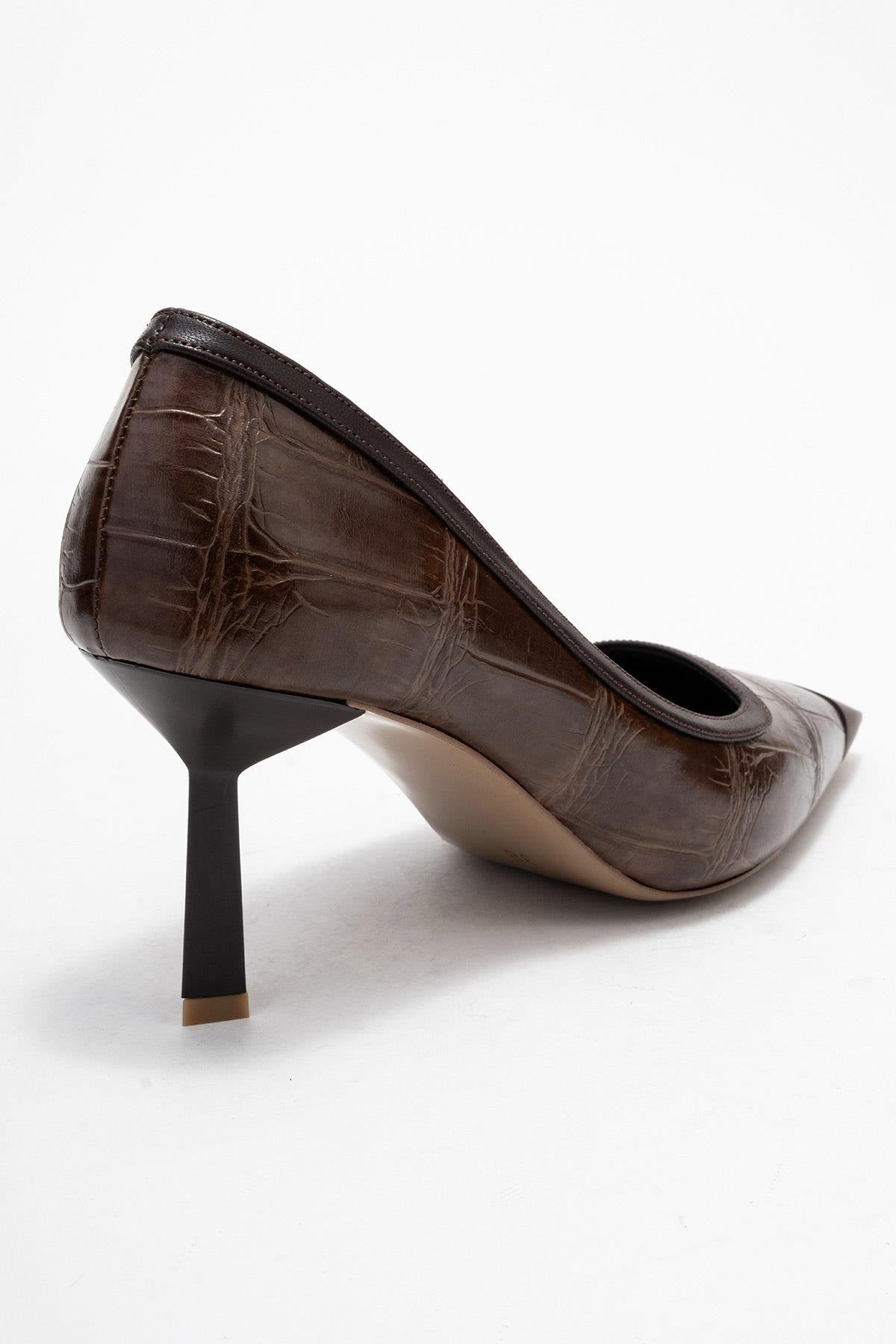 Rona - Zapatos de tacón en punta estampados en color marrón (Mujer)