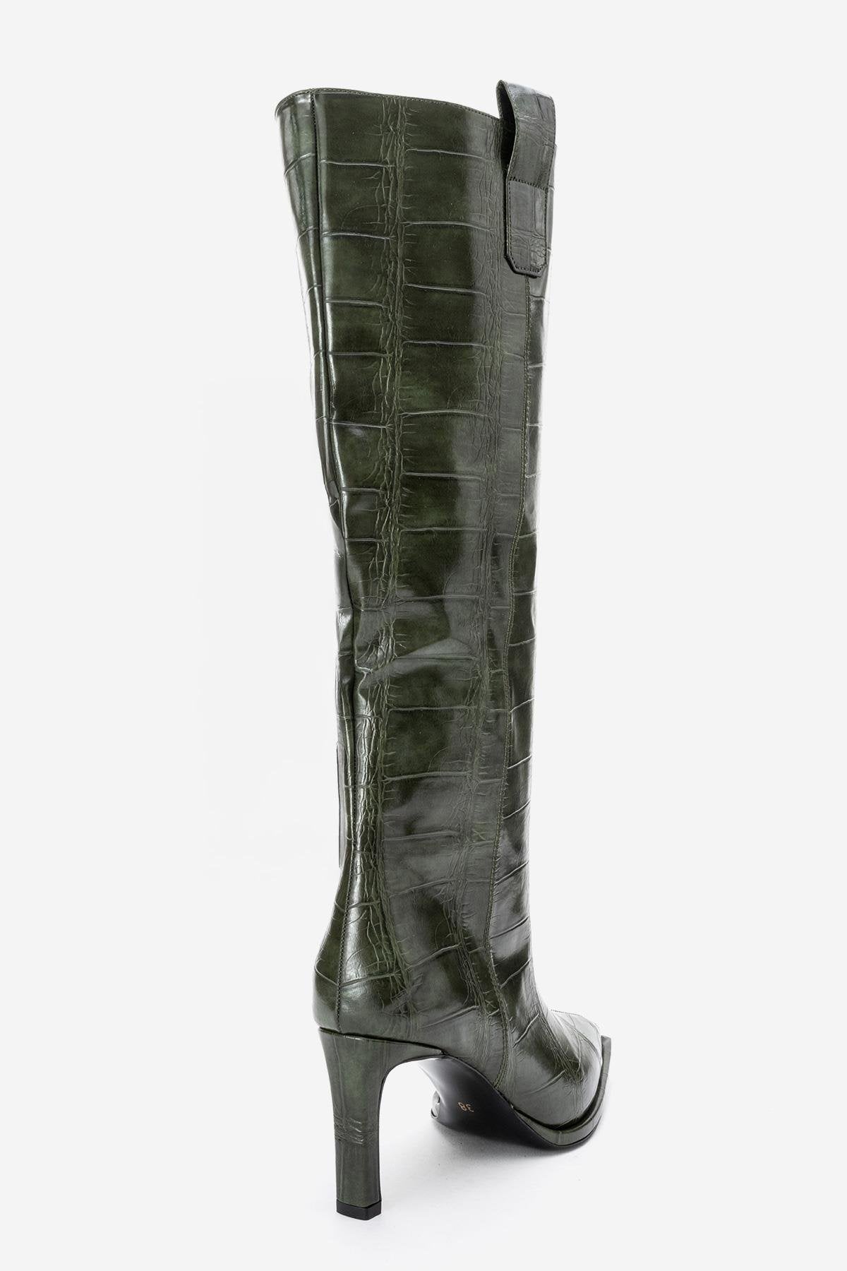 Lunelle - Green Stiletto Knee High Boot (Women)