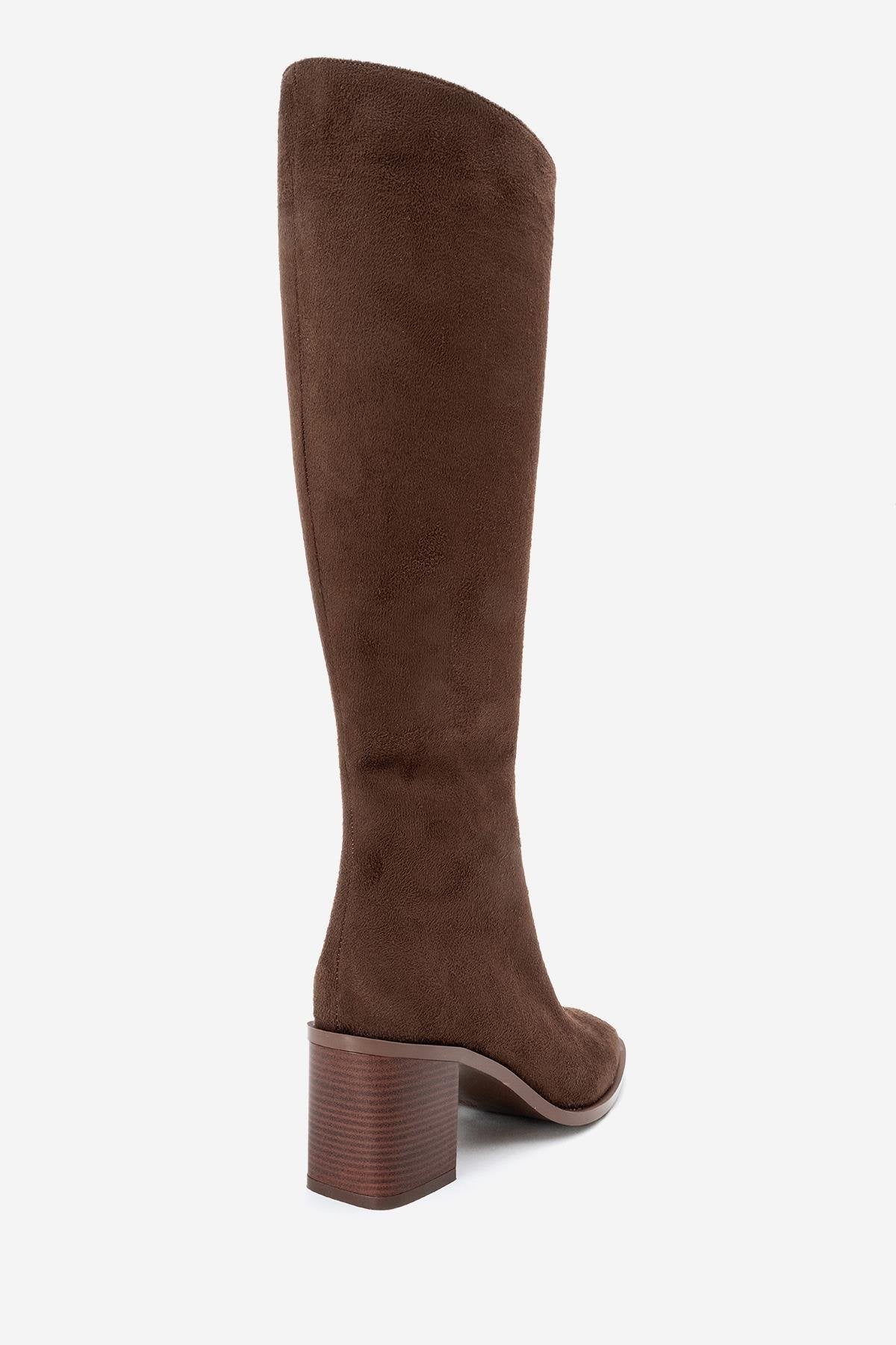 Venia - Bota de tacón de bloque de ante marrón (Mujer)