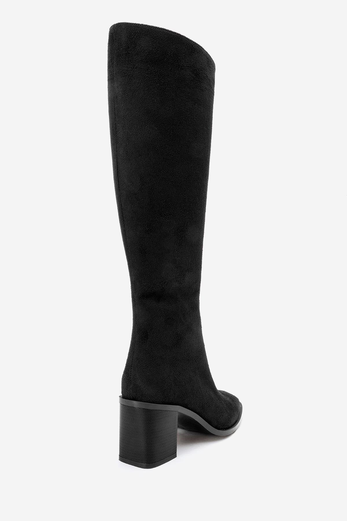 Venia - Bota de tacón de bloque de ante negro (Mujer)