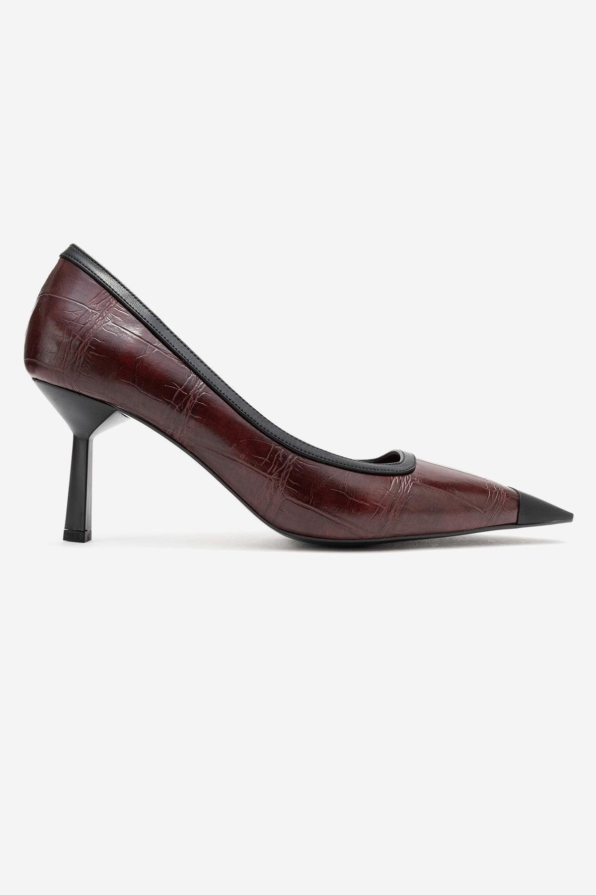 Rona - Zapatilla de tacón de aguja estampada burdeos (Mujer)