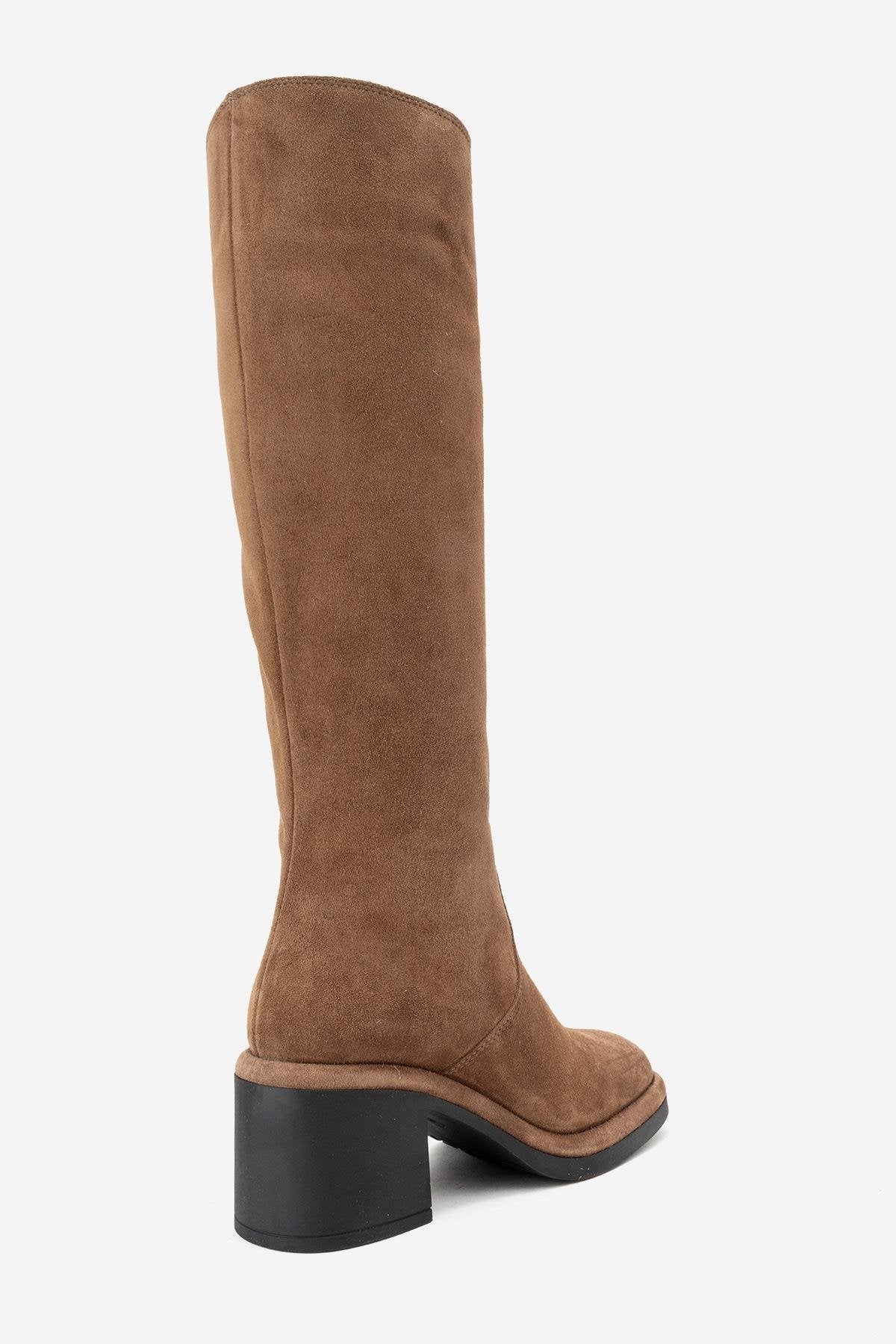Fros - Cognac Suede Leather Knee High Boot (Women)