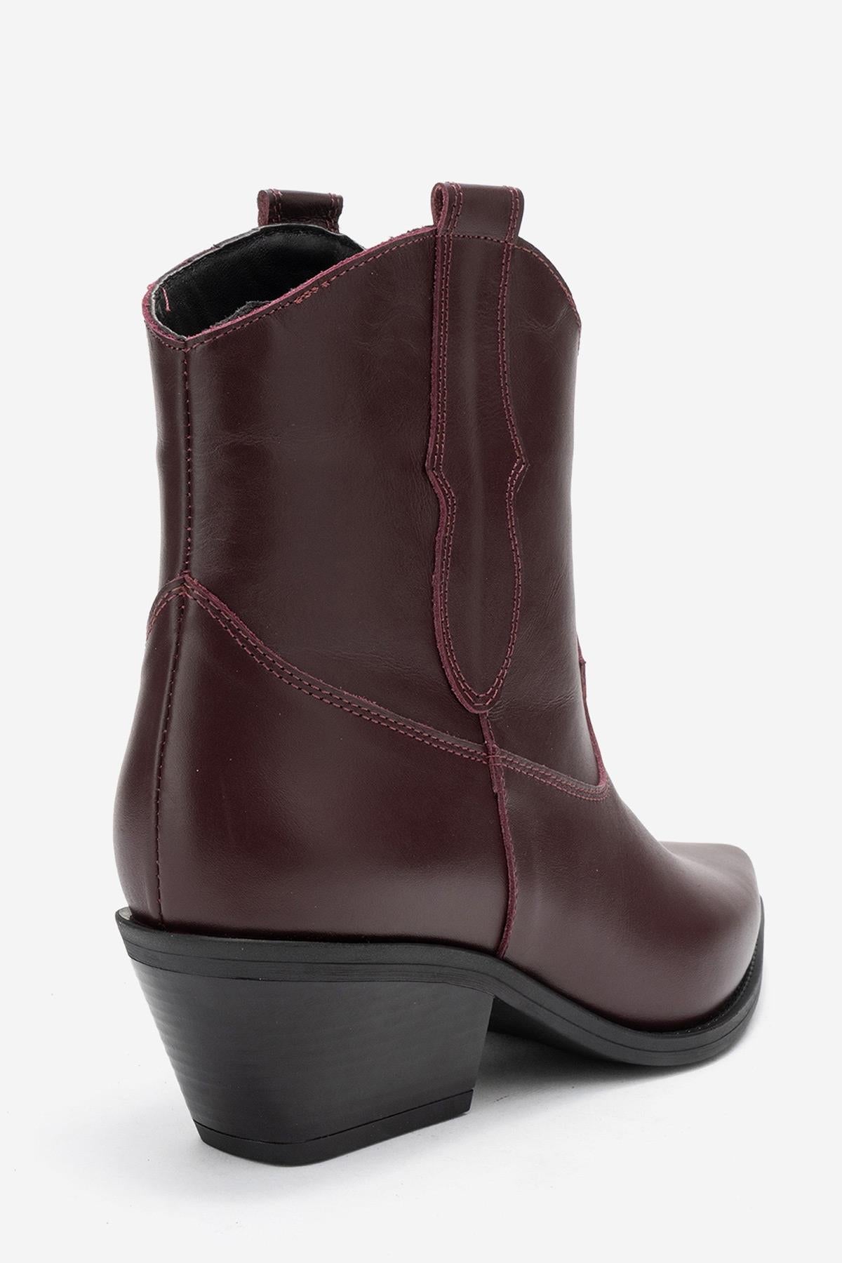 Elia - Bota Western de Cuero Borgoña (Mujer)