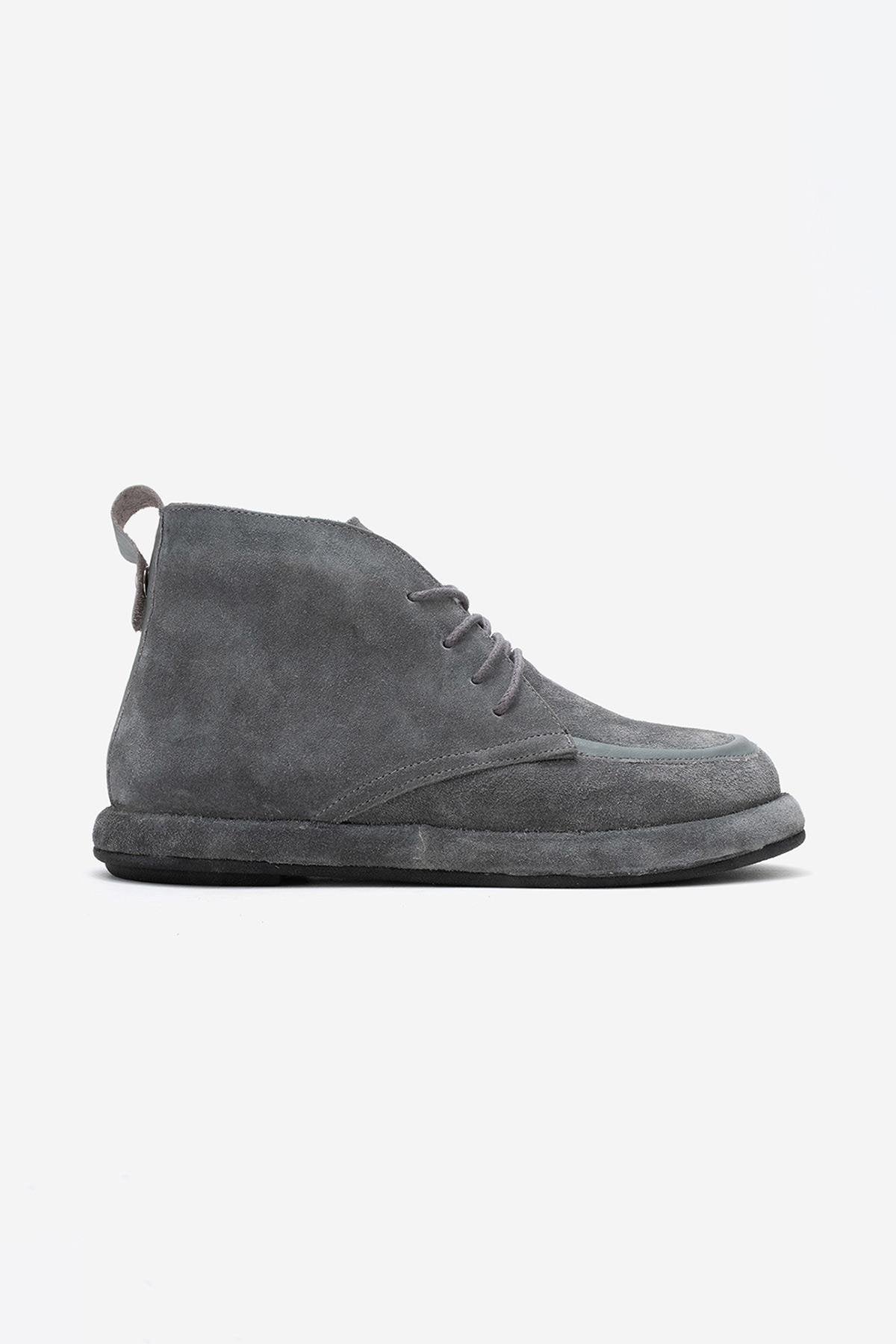 Martas - Botín de piel de ante gris con cremallera (Mujer)