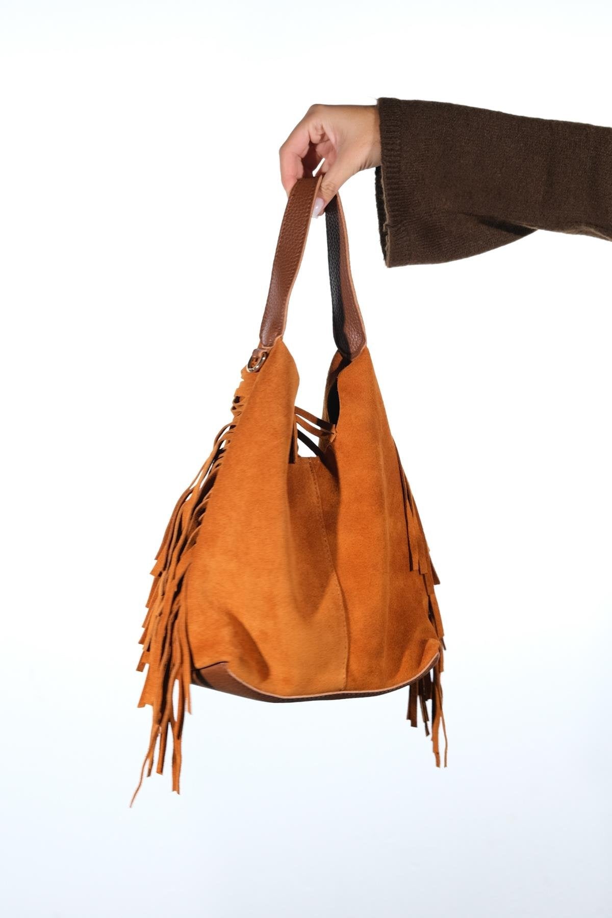 VALS - Bolso de hombro de ante color camel (Mujer)