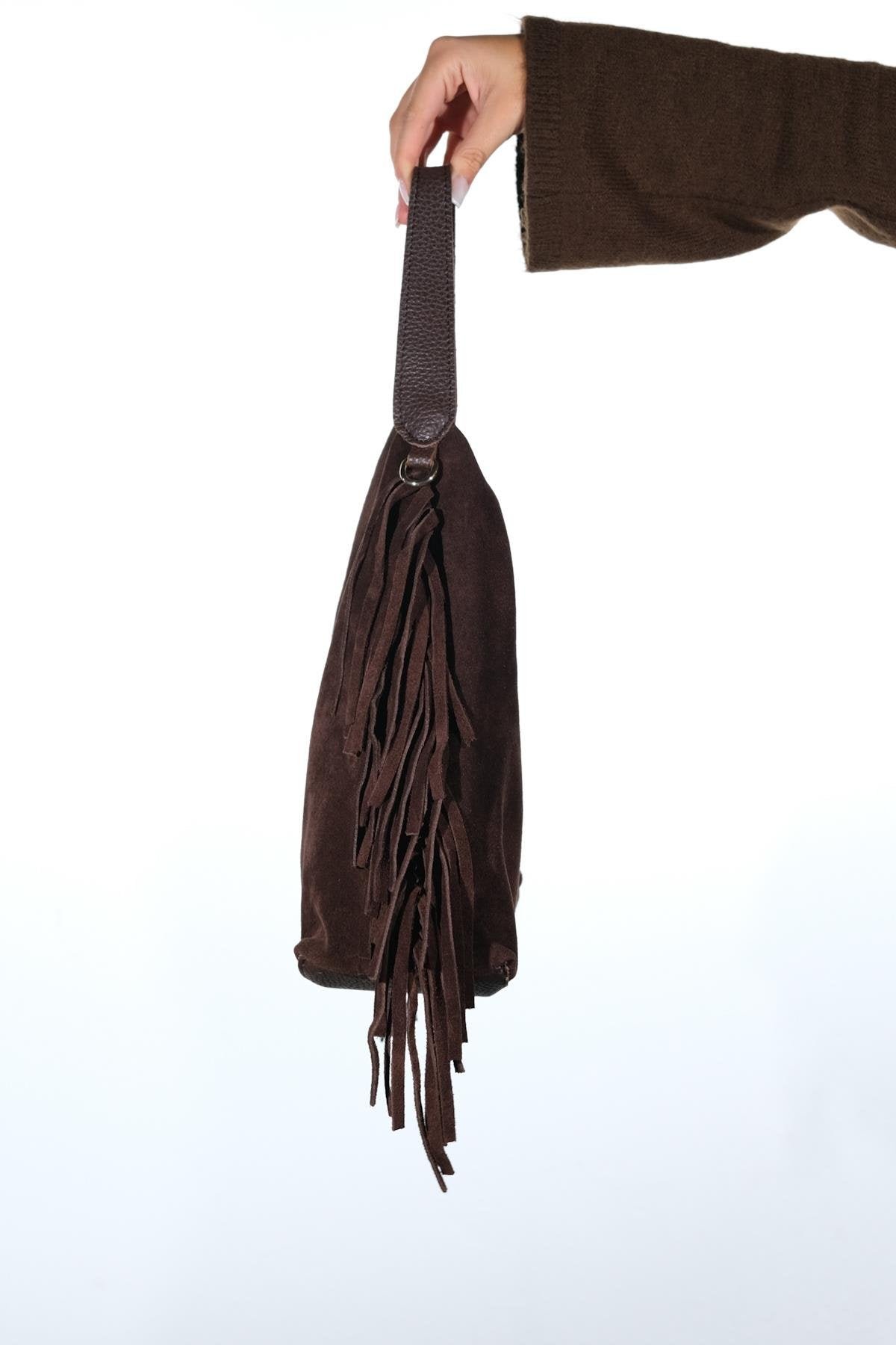 VALS - Cognac Suede Leather Shoulder Bag (Women)