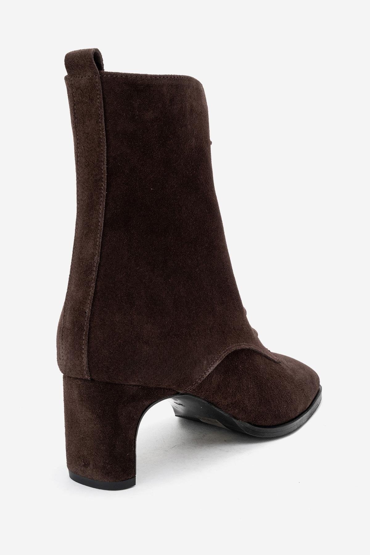 SUDY - Bota de Ante Marrón con Cordones (Mujer)