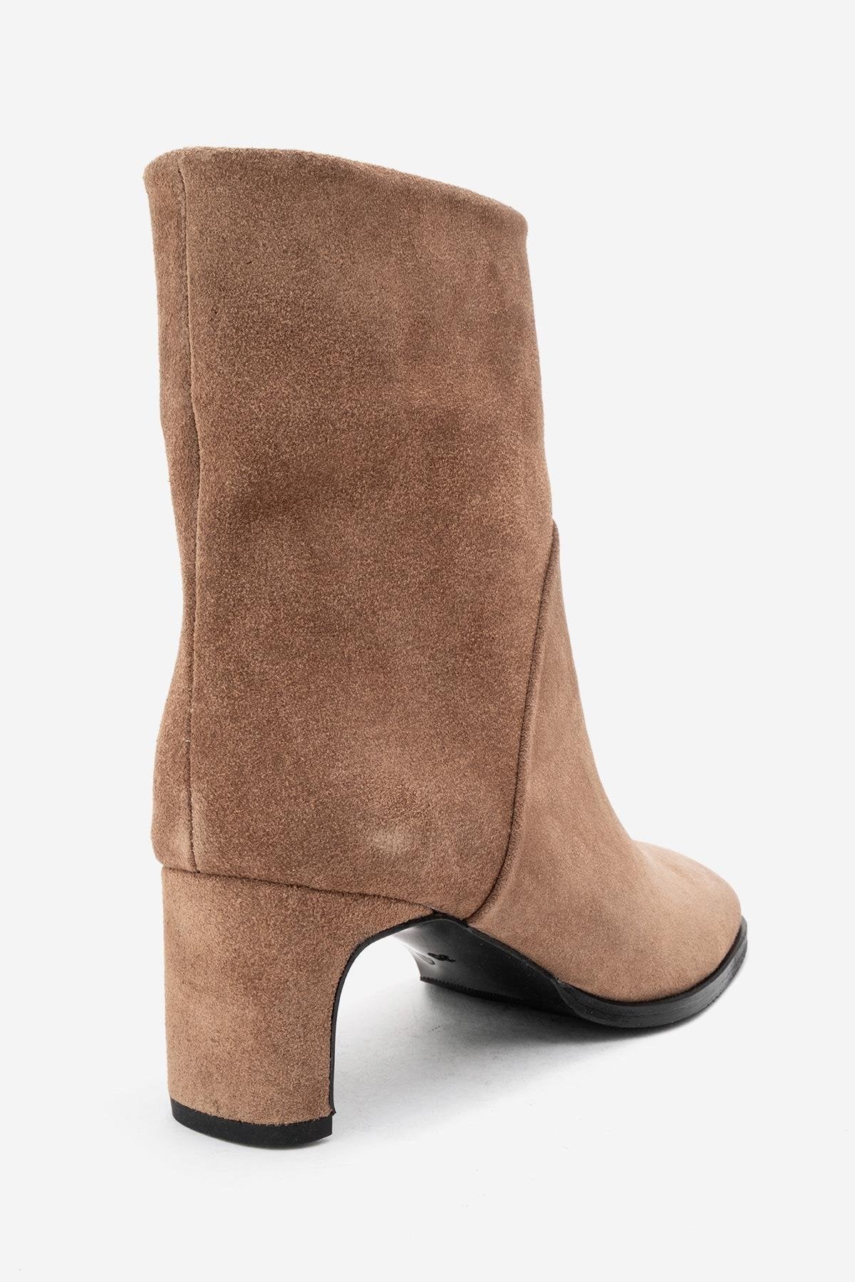 Nordy - Botas de cuero de gamuza coñac (mujer)