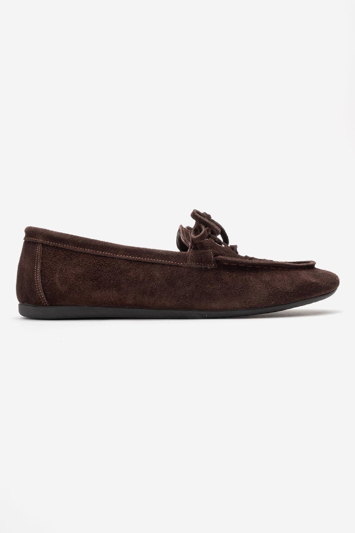 Lorven - Mocasin de cordones de ante marrón (Mujer)