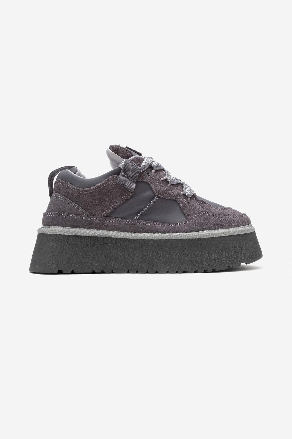 Riven - Gray Suede Leather Platform Sneaker (Women)