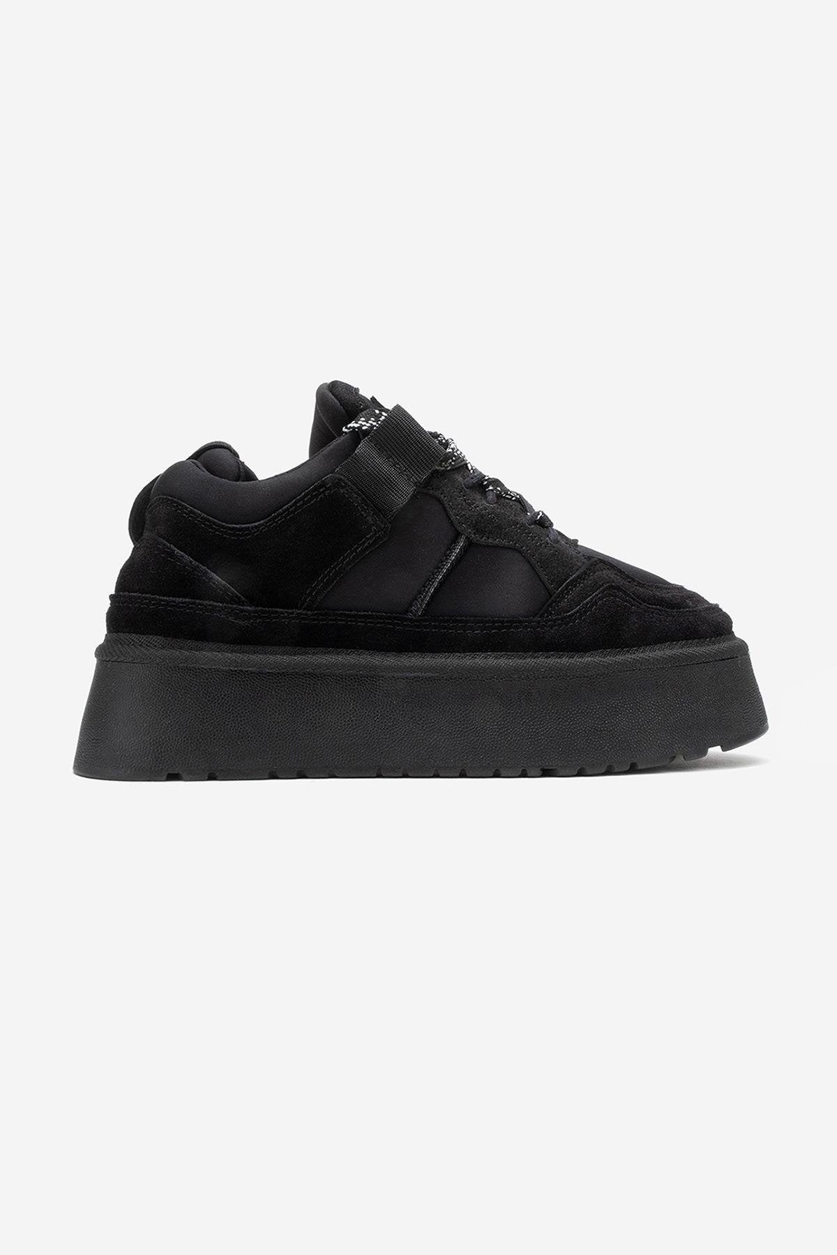Riven - Zapatilla de plataforma de piel de ante negra (Mujer)