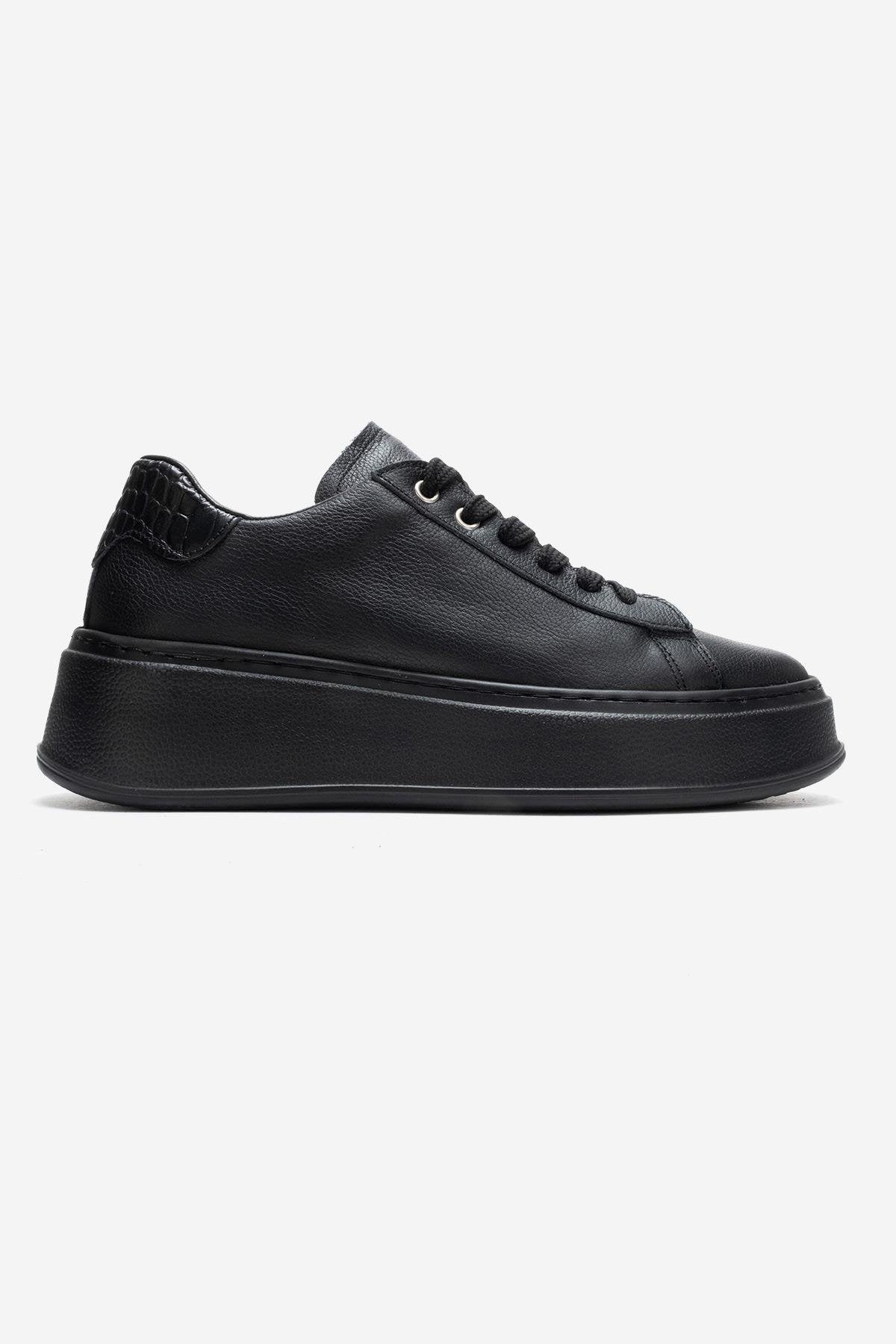 GUENO - Zapatillas de cuero genuino negras (Mujer)