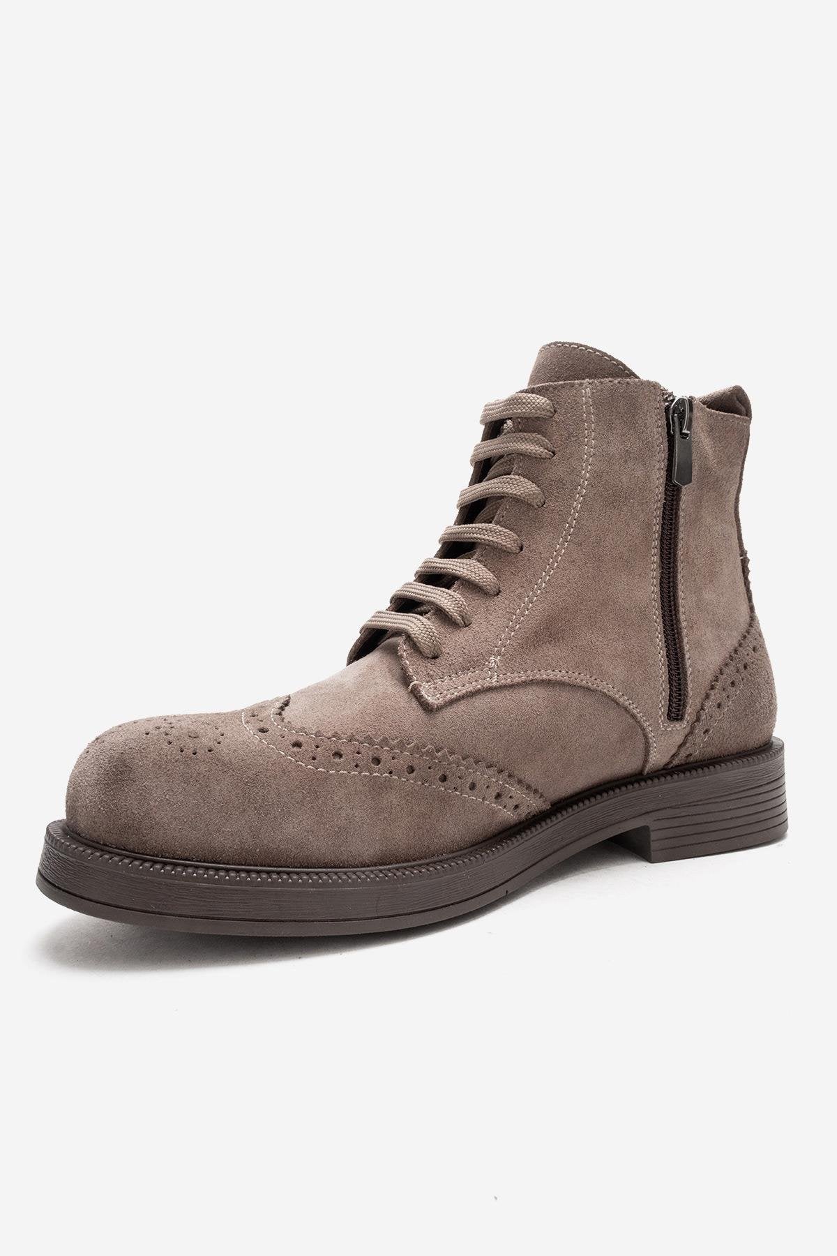 Nelvy - Taupe Suede Leather Boot (Women)