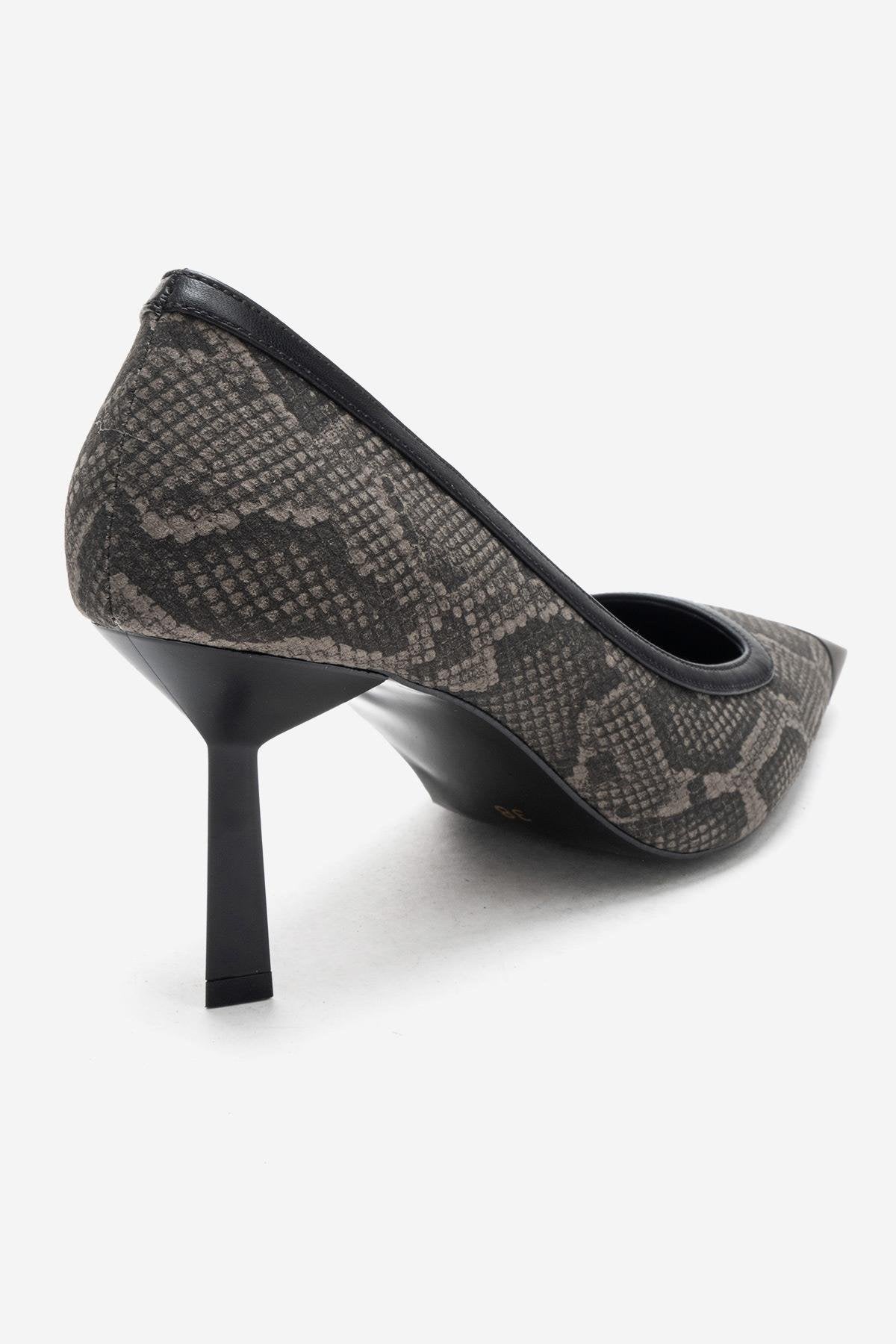 RONA - Zapatos de tacón de aguja con punta y estampado gris (Mujer)