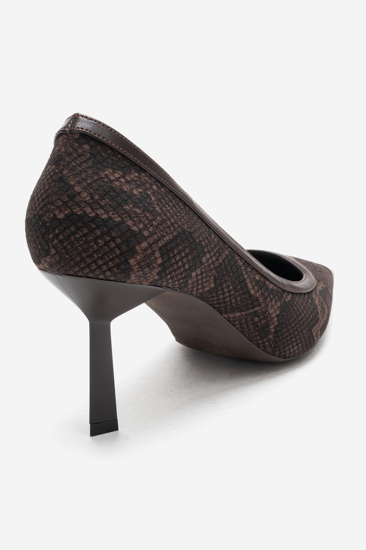 RONA - Zapatos de tacón de aguja con punta y estampado marrón (mujer)