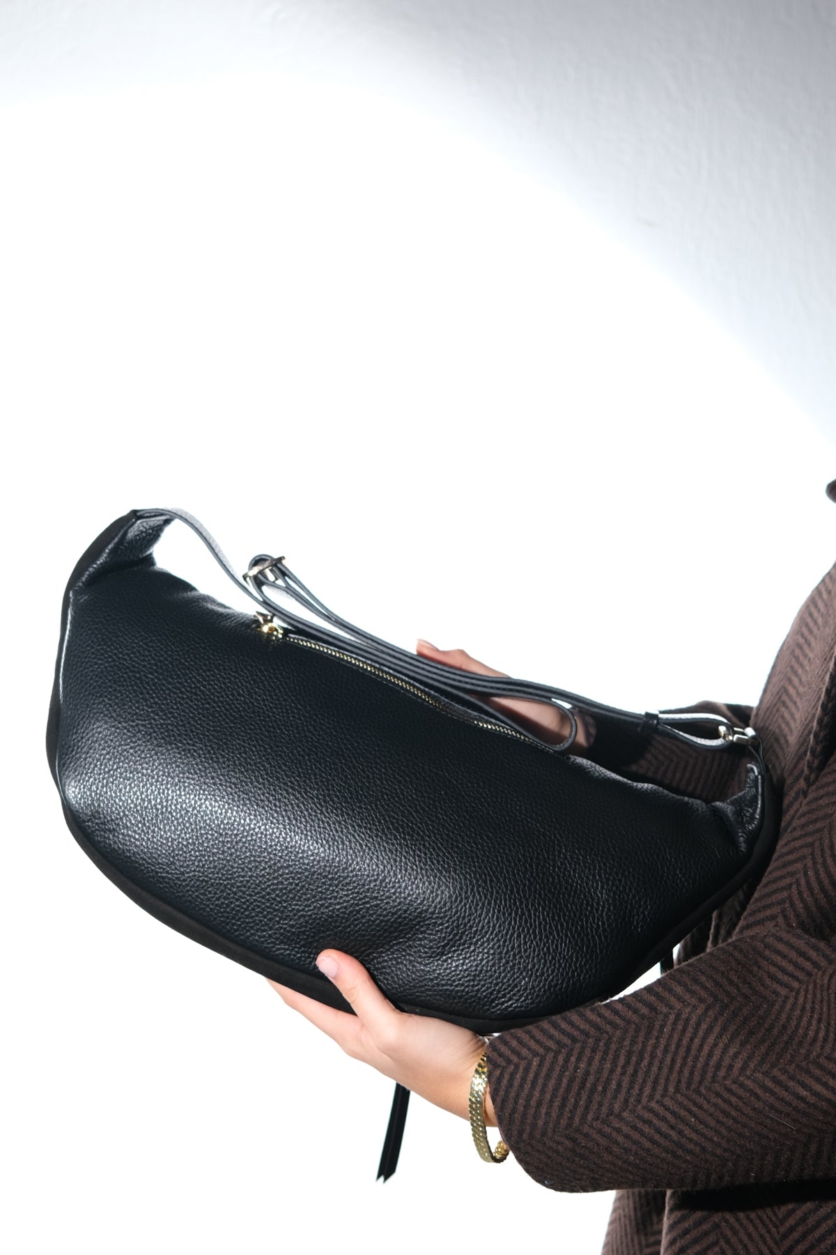 Sola - Bolso de hombro de ante negro (mujer)