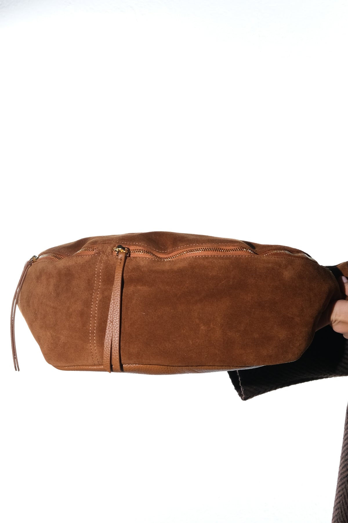 Sola - Bolso de hombro de cuero de ante color coñac (Mujer)