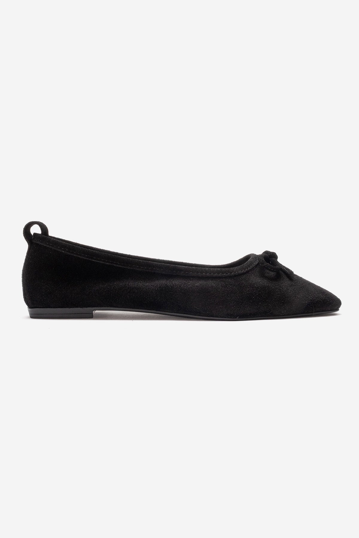 Sosa - Black Suede Genuine Leather Bow Ballet Flat (Women)