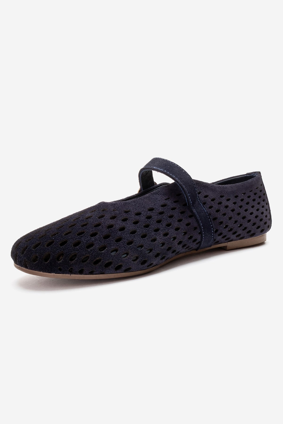 ARİAN - Navy Genuine Suede Leather Ballet Flat (Women)
