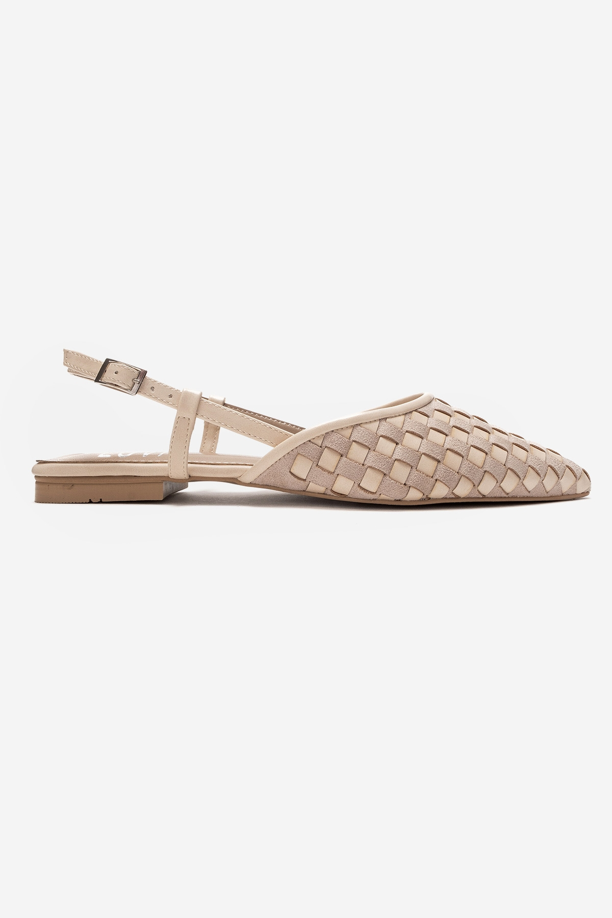 Chanda - Sandalia de mujer con punta y tejido de color beige