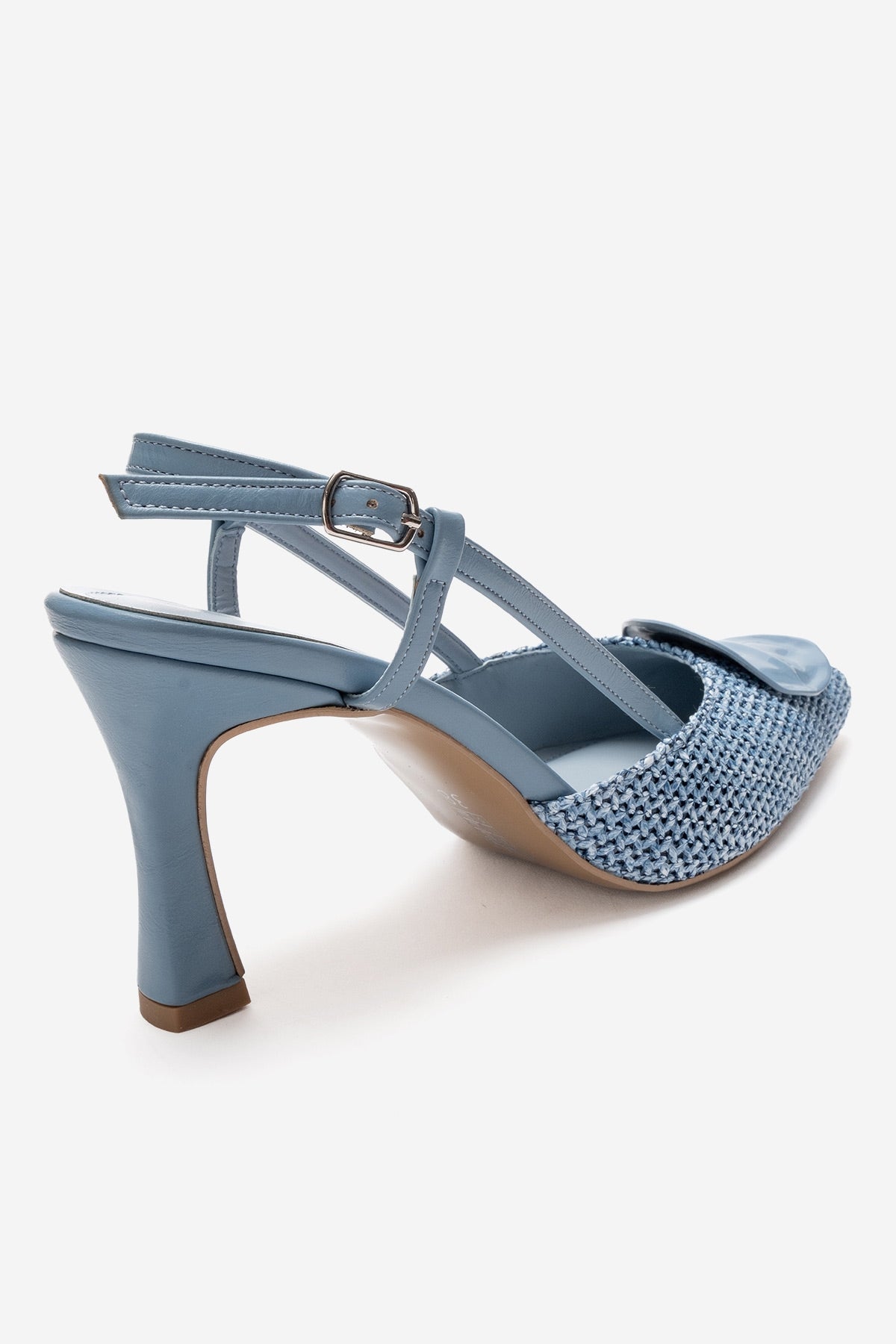 LEVIA - Zapatilla de Tacón de Aguja con Textura de Paja Azul (Mujer)