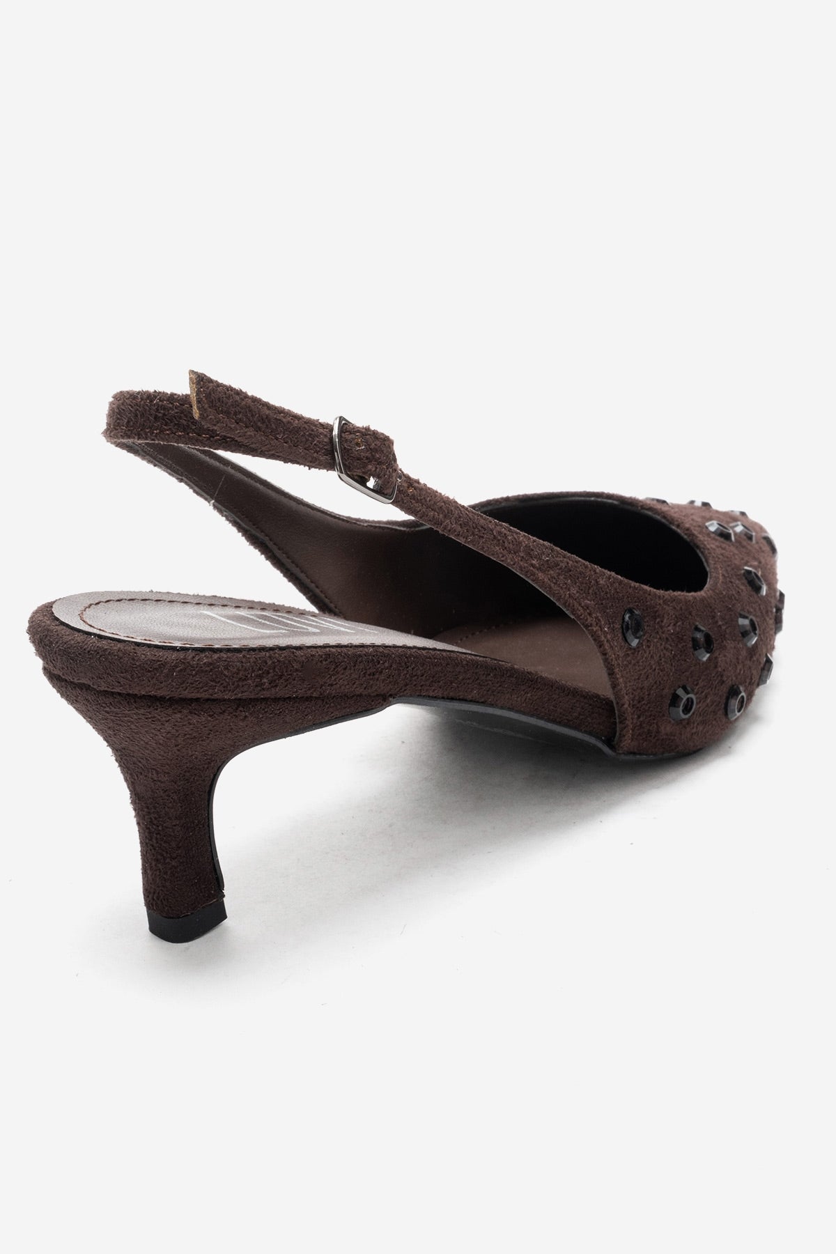 Lorex - Brown Suede Embellished Stiletto Heel Pump (Women)