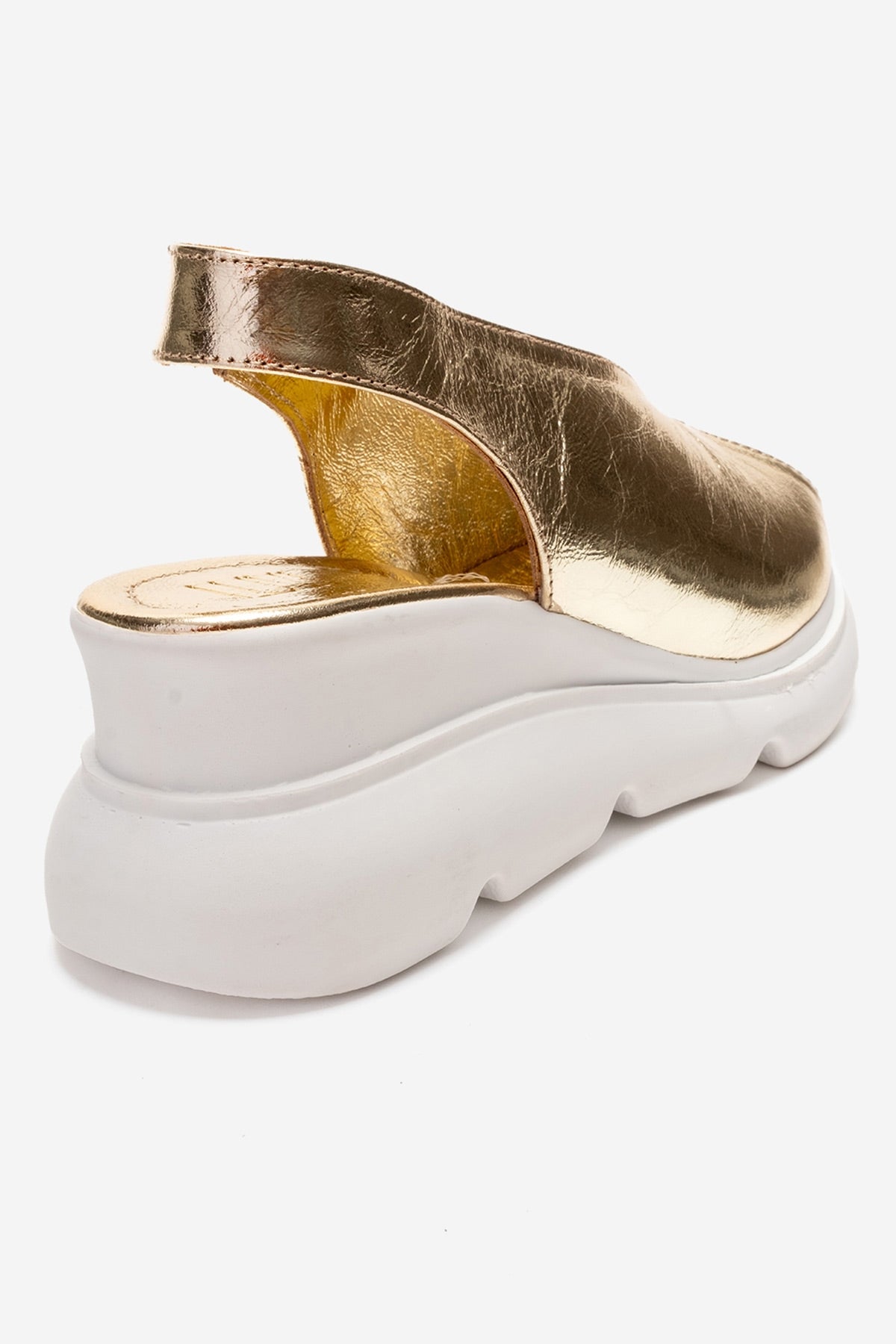 Sam - Gold Leather Platform Slide (Women)