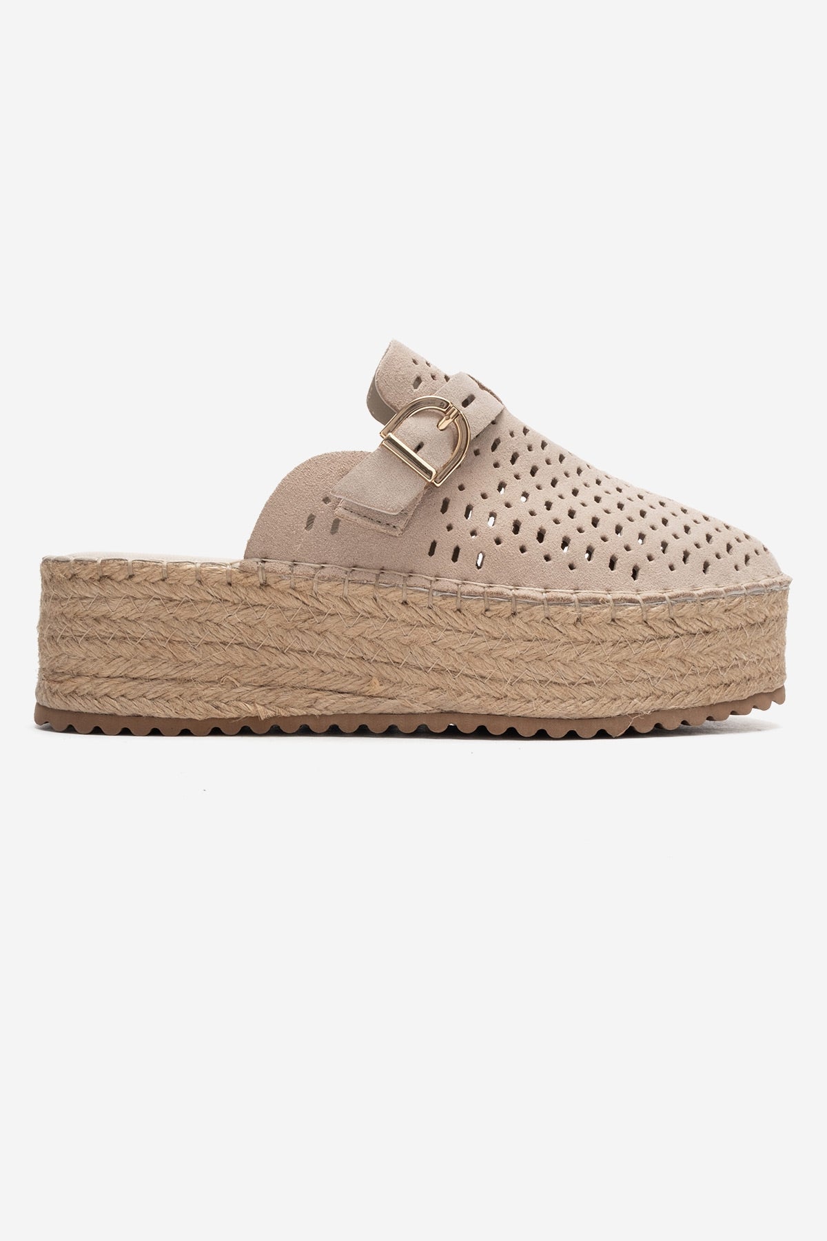 Louis - Beige Suede Leather Platform Sandal (Women)