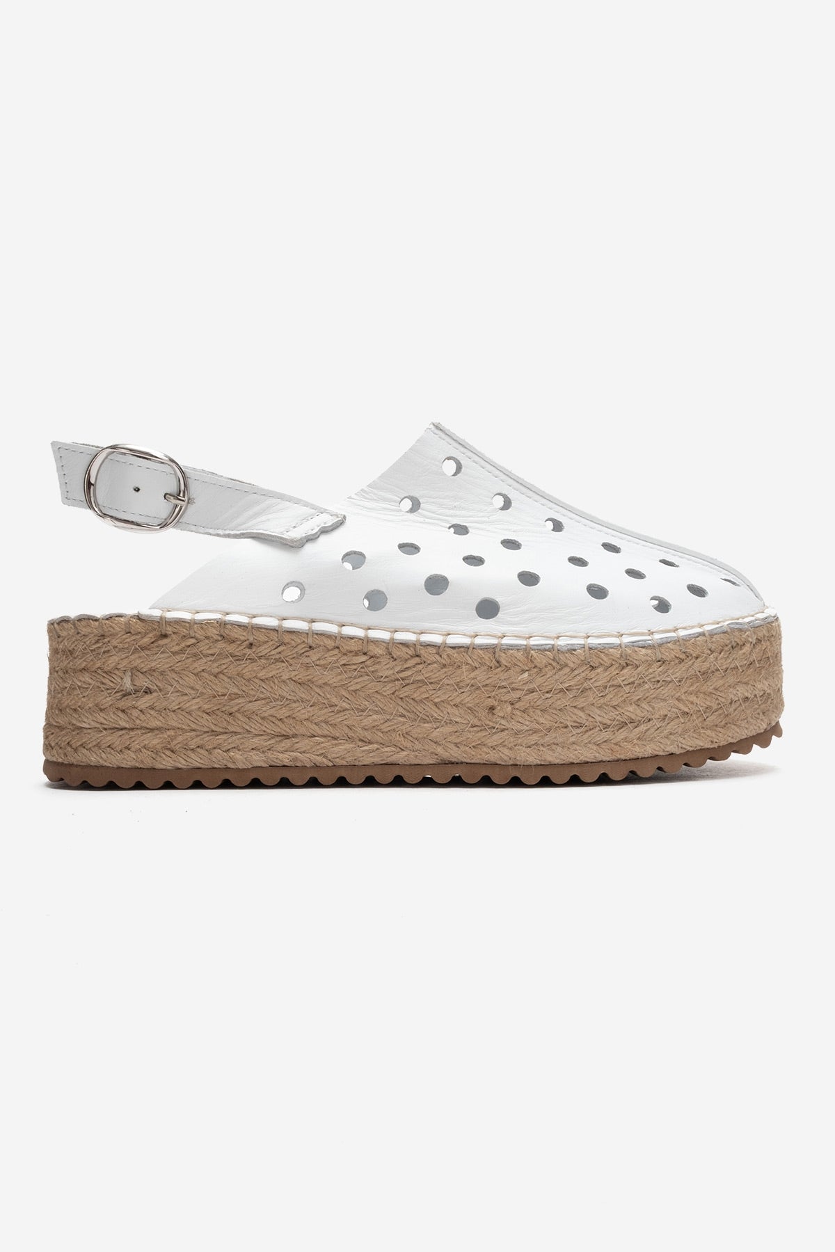 Fraga - White Leather Wedge Sandal (Women)