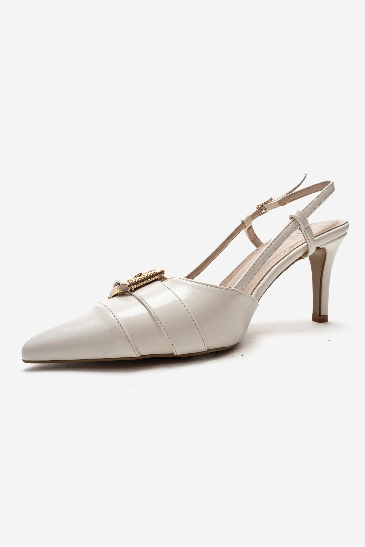 NOEN - Off-White Buckle Pointed Toe Stiletto Pump (Women)