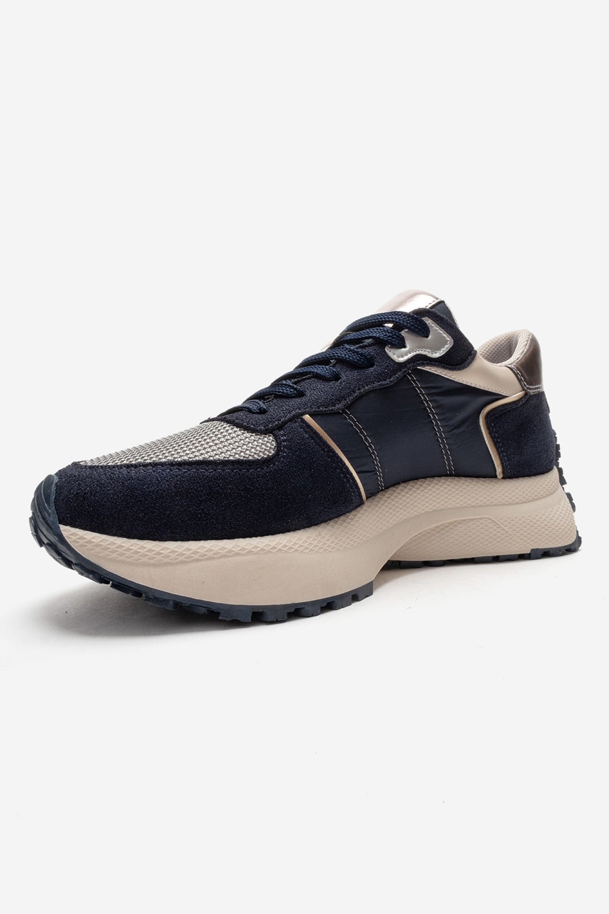 BIELLA - Navy Suede Genuine Leather Sneaker (Women)