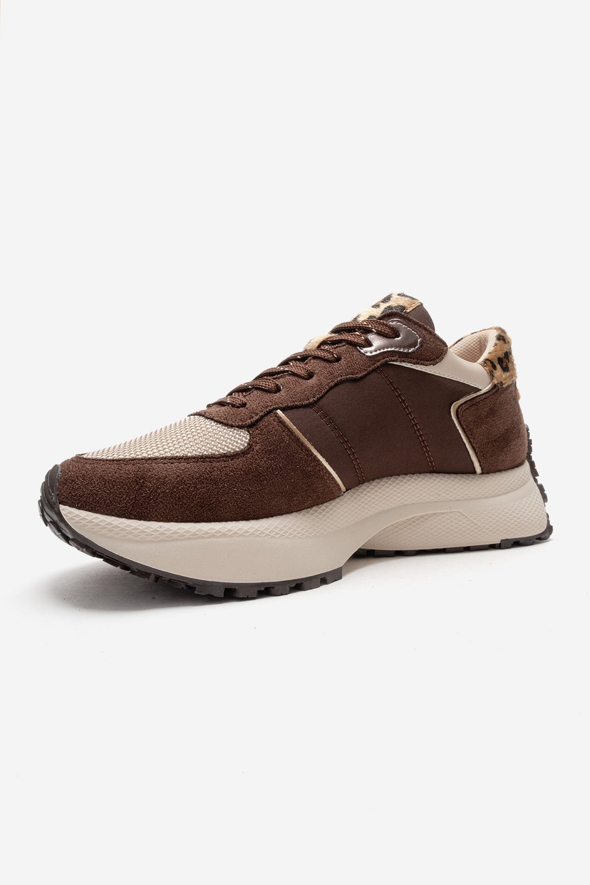 BIELLA - Brown Suede-Textured Genuine Leather Sneaker (Women)