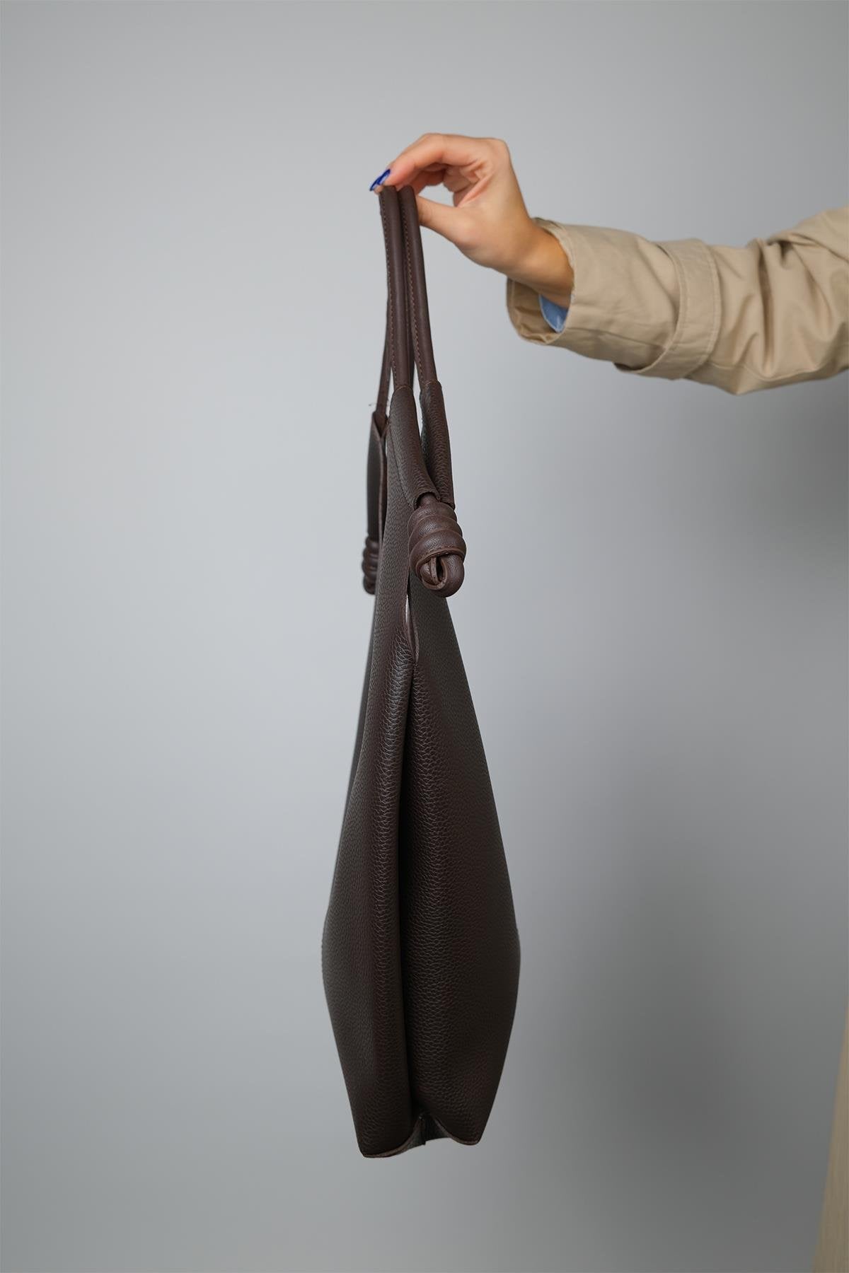 SANTANA - Cognac Genuine Leather Slouchy Shoulder Bag (Women)