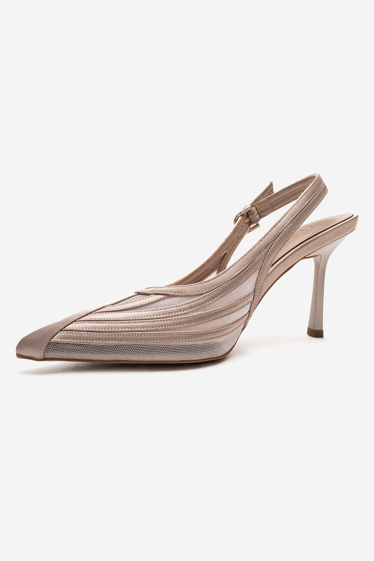 FAUNA - Zapatilla de tacón de aguja de satén beige (Mujer)