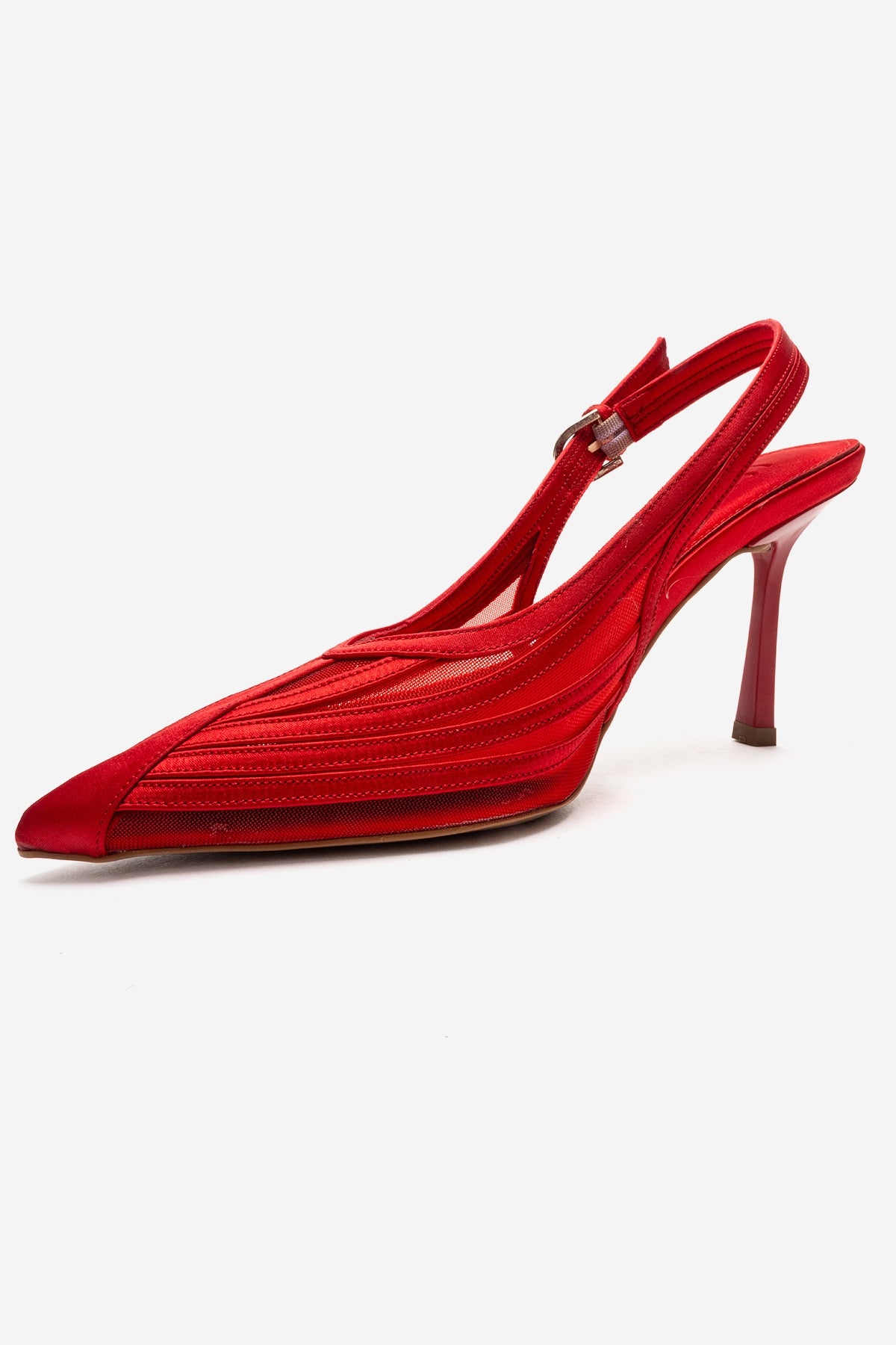 FAUNA - Zapatos de tacón de aguja de satén rojo (Mujer)