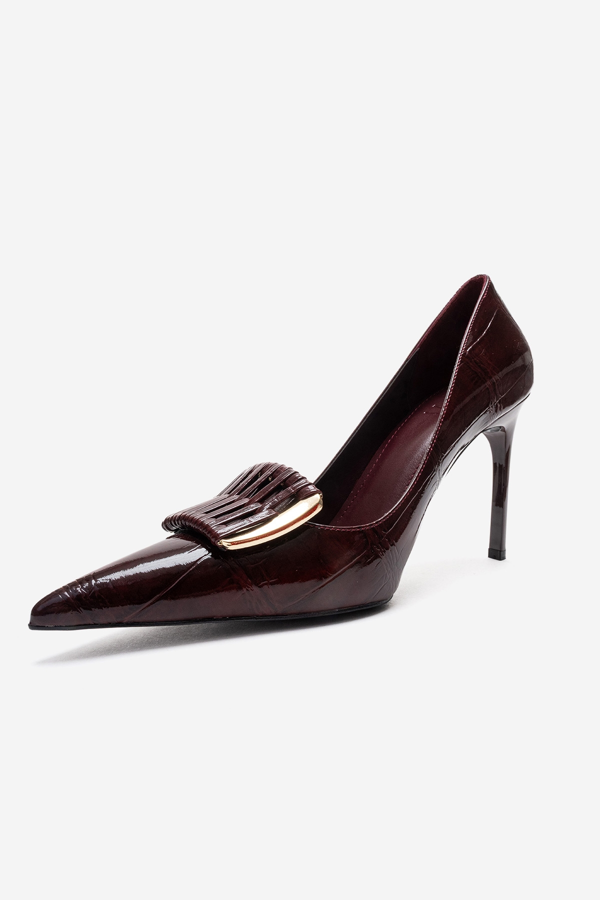GUERNI - Burgundy Genuine Leather Stiletto Pump (Women)
