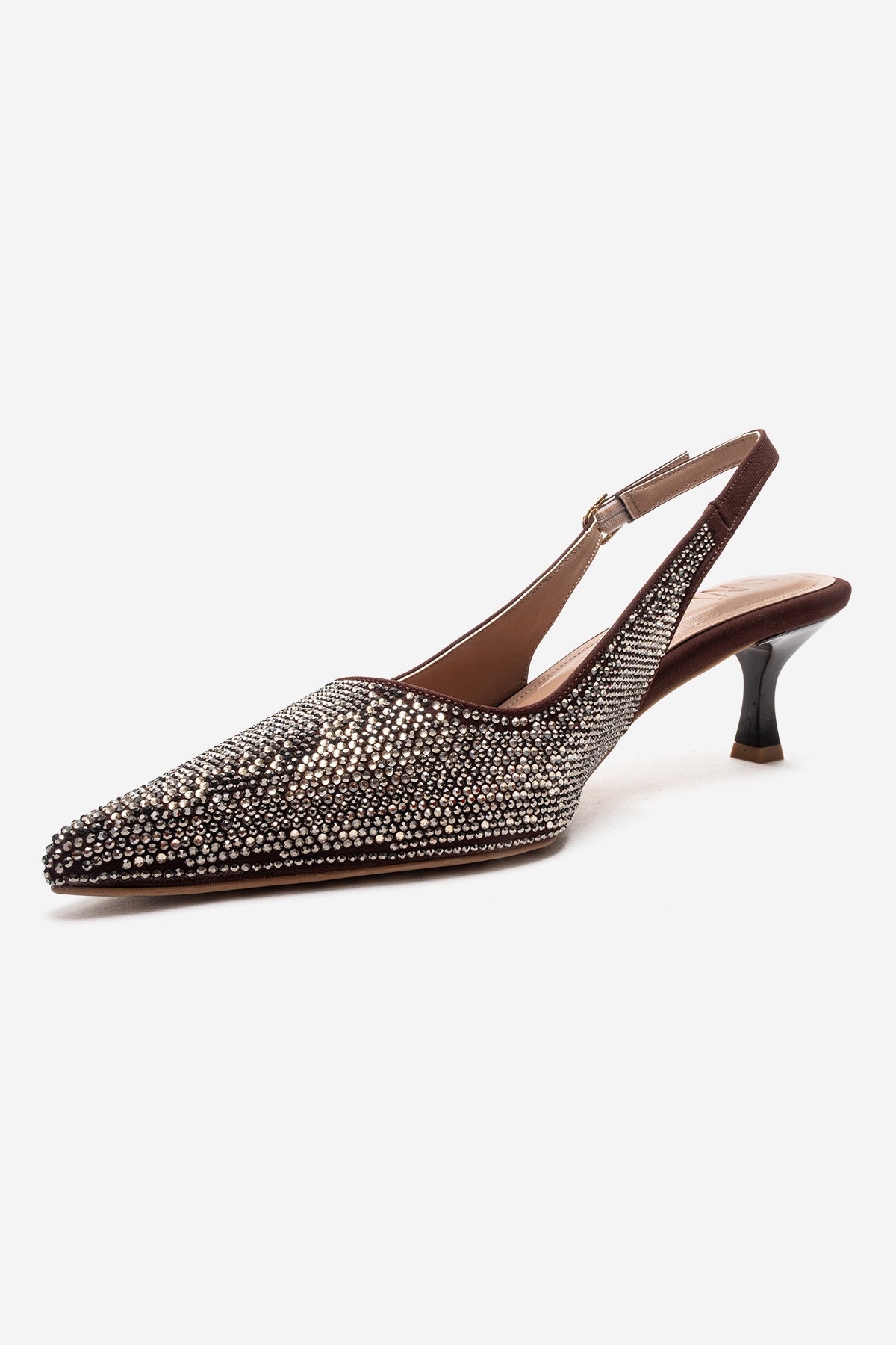 NELLA - Brown Gold Jeweled Slingback Stiletto Pump (Women)