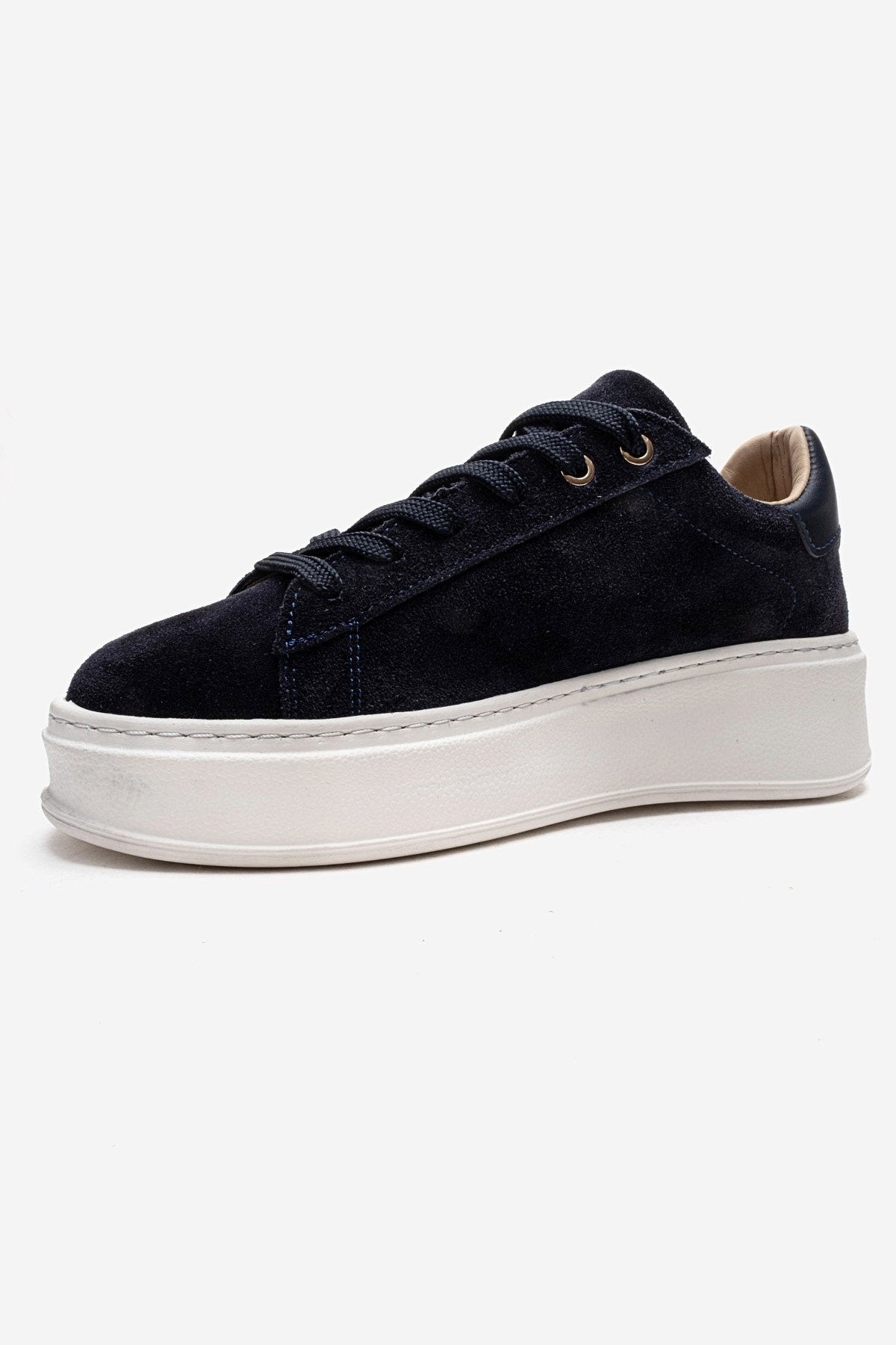 Gueno - Navy Genuine Suede Leather Sneaker (Women)