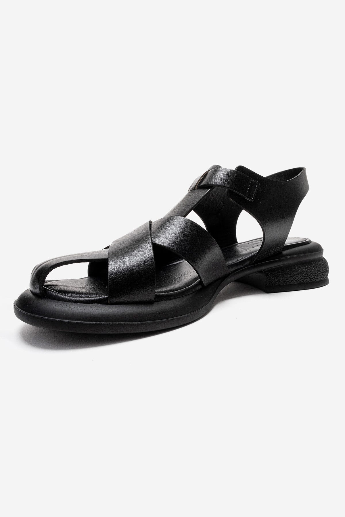 GUIDO - Black Genuine Leather Sandal (Women)