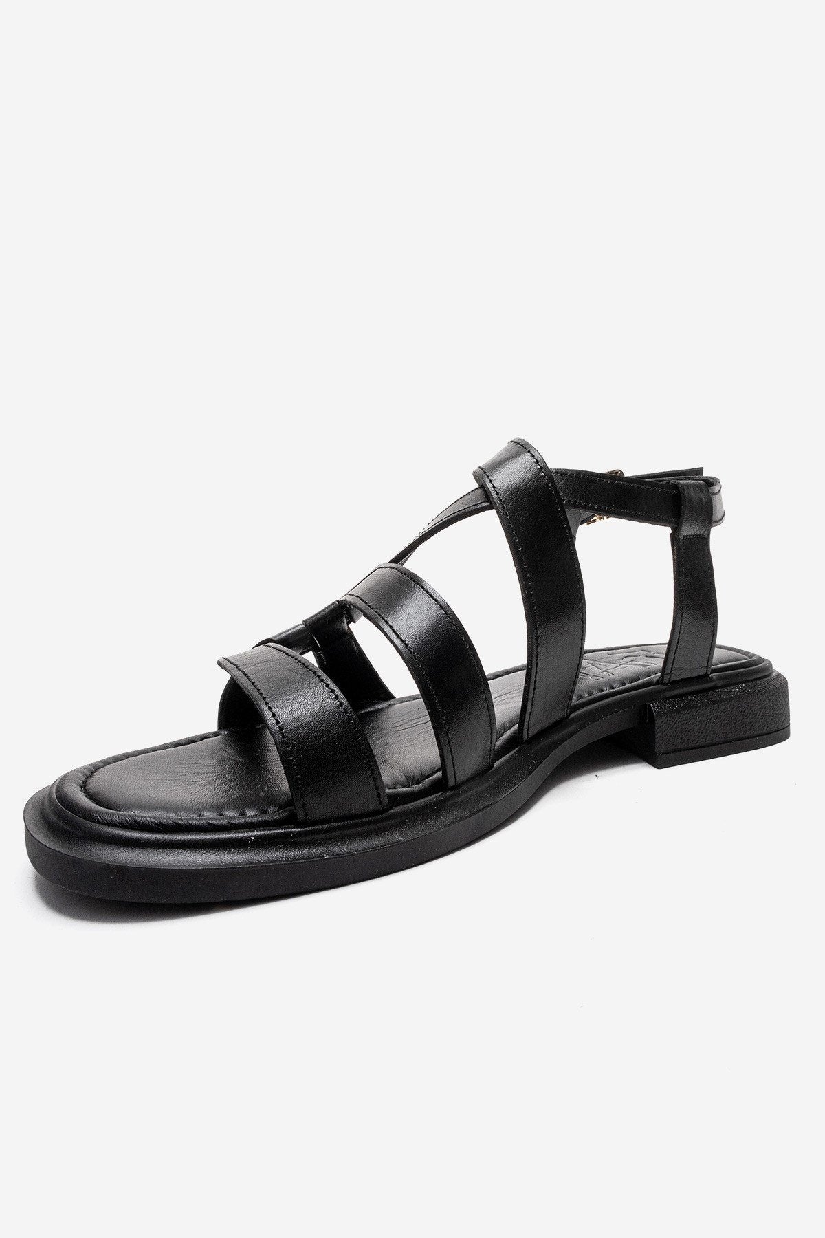 LAVEDA - Black Genuine Leather Sandal (Women)