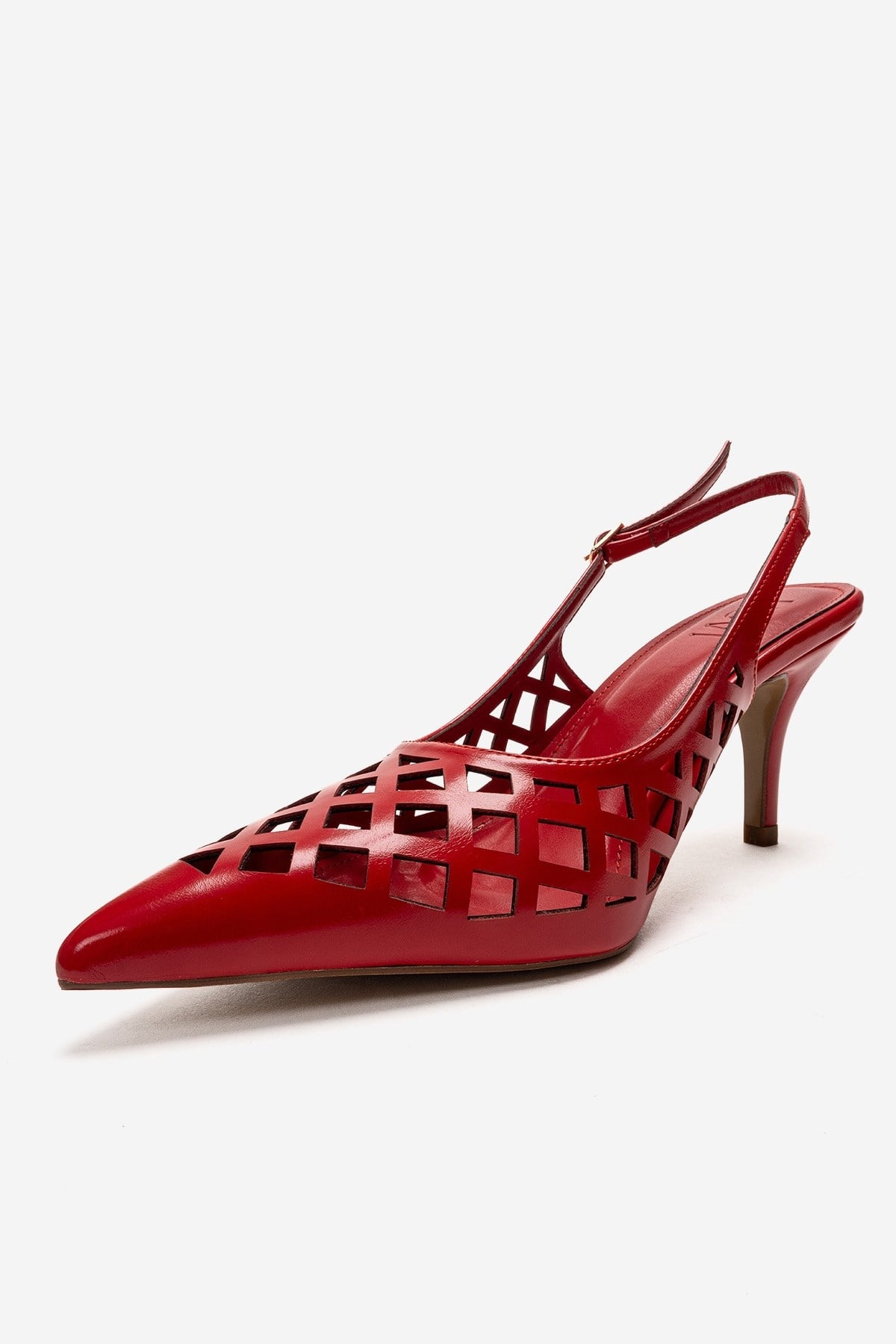 JEVER - Zapatos de tacón de aguja destalonados con corte láser rojos (Mujer)