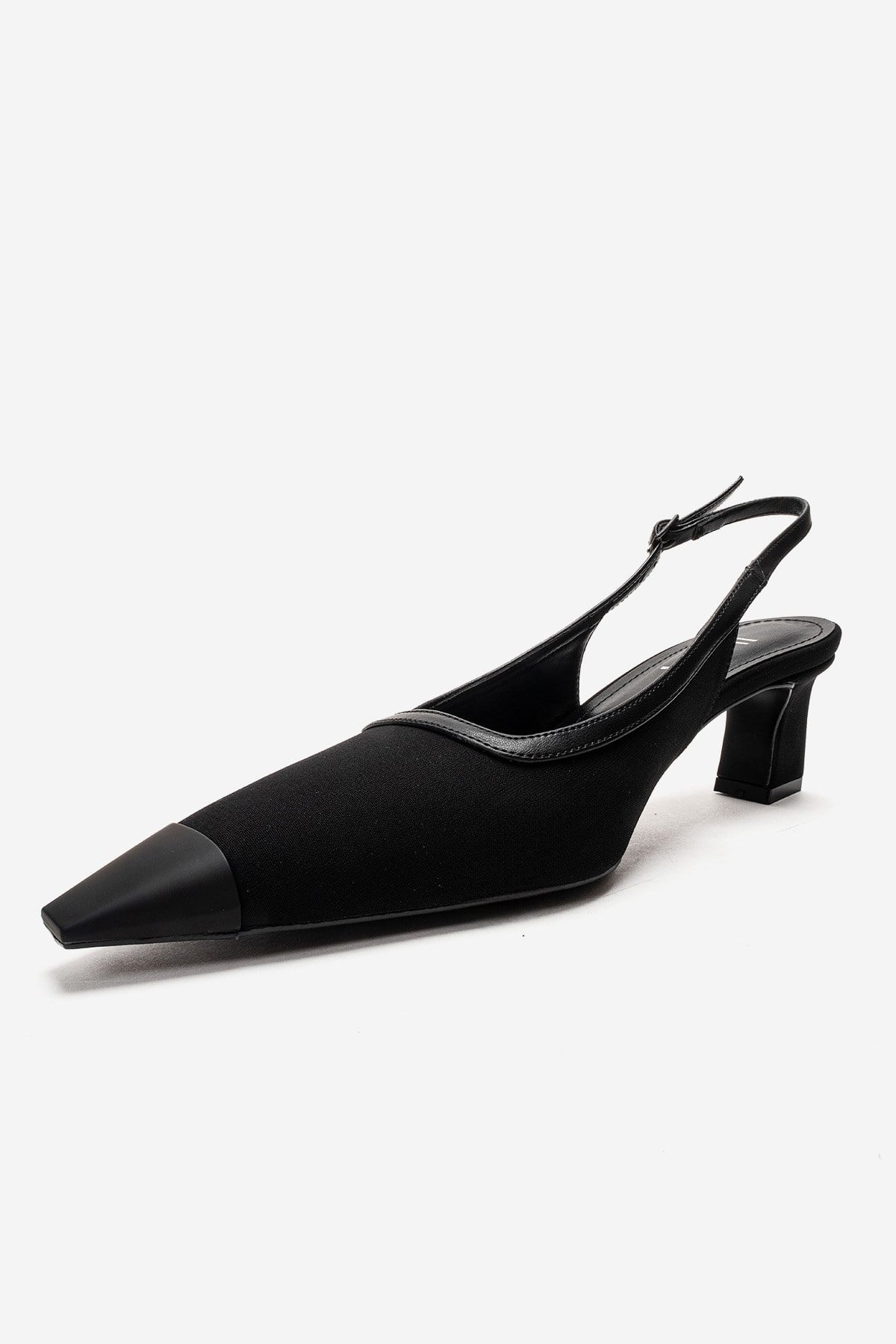 HILDA - Black Matte Cap Toe Block Heel Shoe (Women)