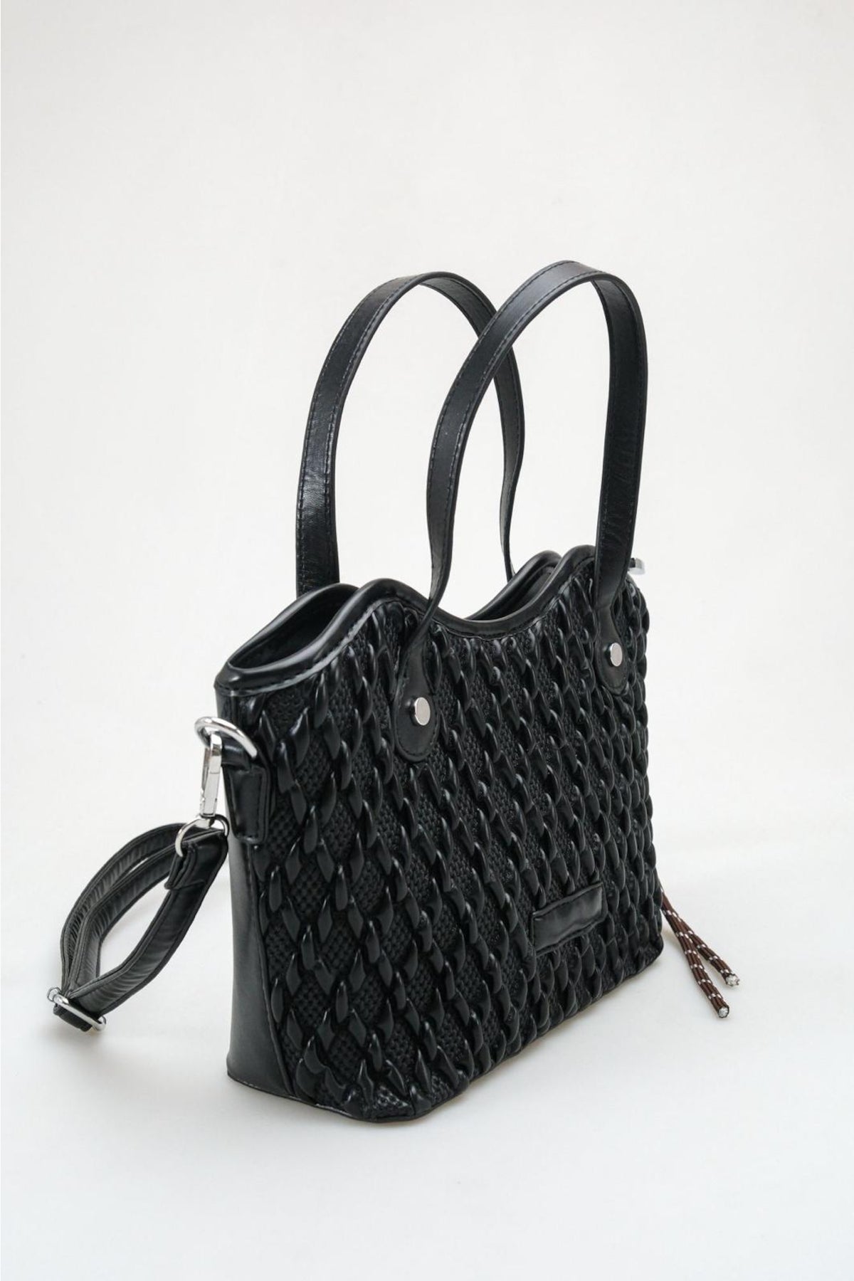 Amalfi - Black Textured Diamond Satchel (women)
