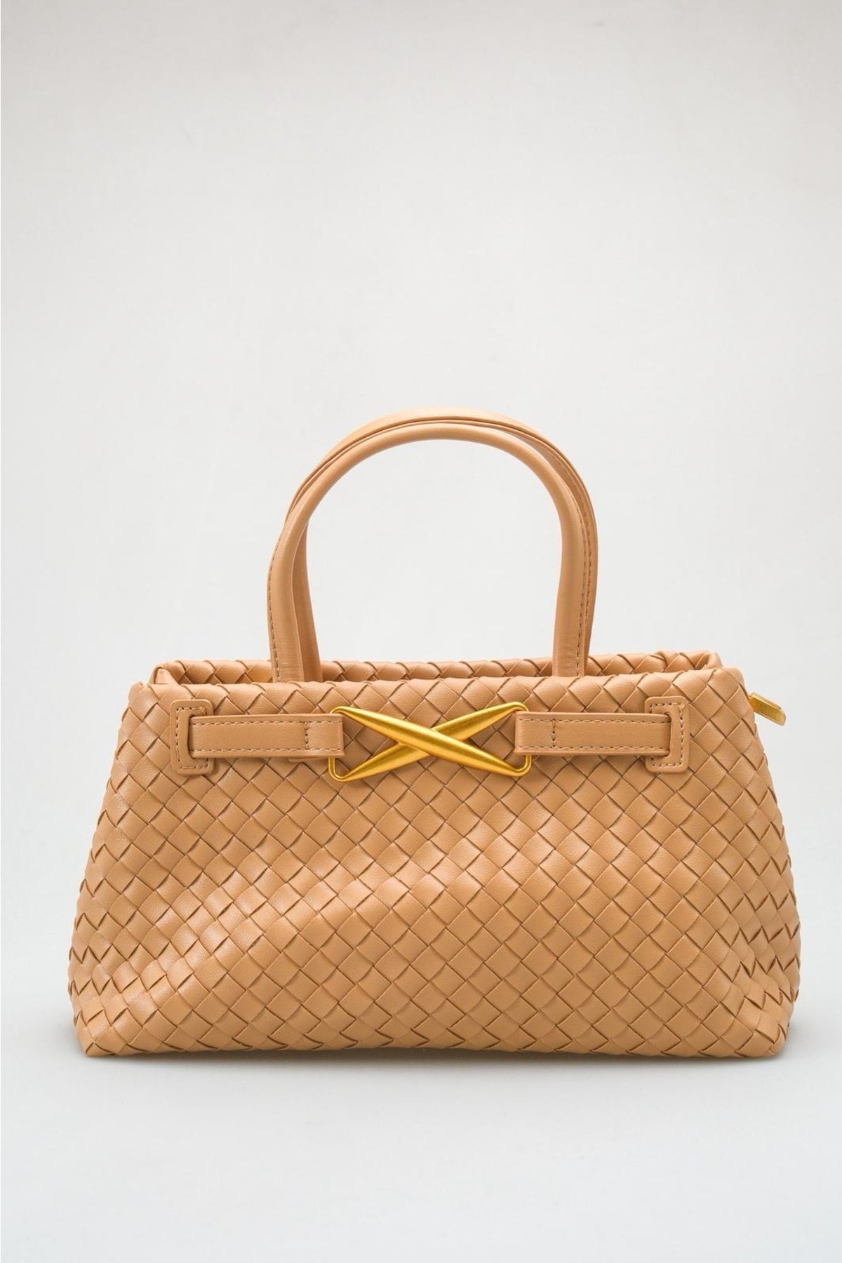 Verona - Beige Woven Top Handle Bag (women)