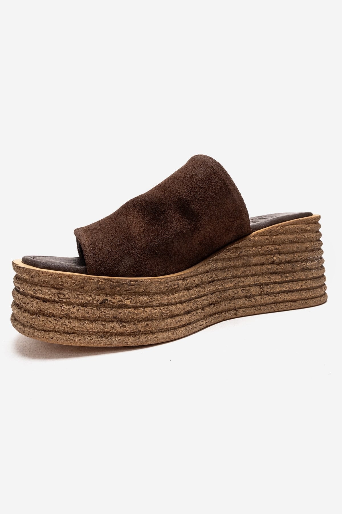 MARC - Brown Suede Leather Wedge Heel Slide (Women)