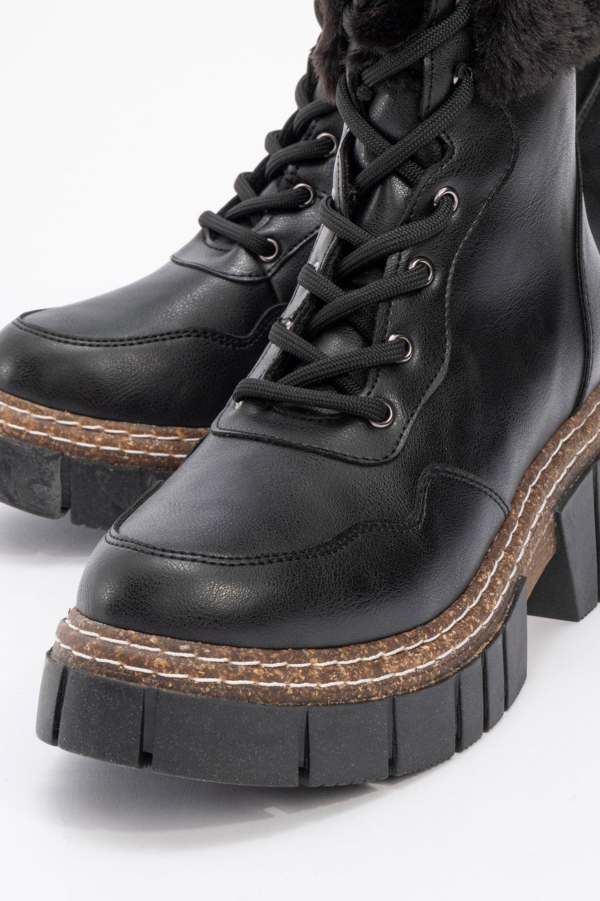 Faith - Bota Chunky de Pelo Sintético Negra (Mujer)