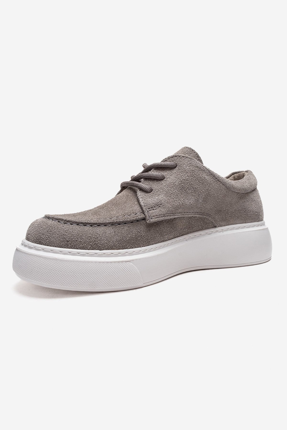 MAREON - Gray Suede Genuine Leather Lace-Up Sneaker (Women)