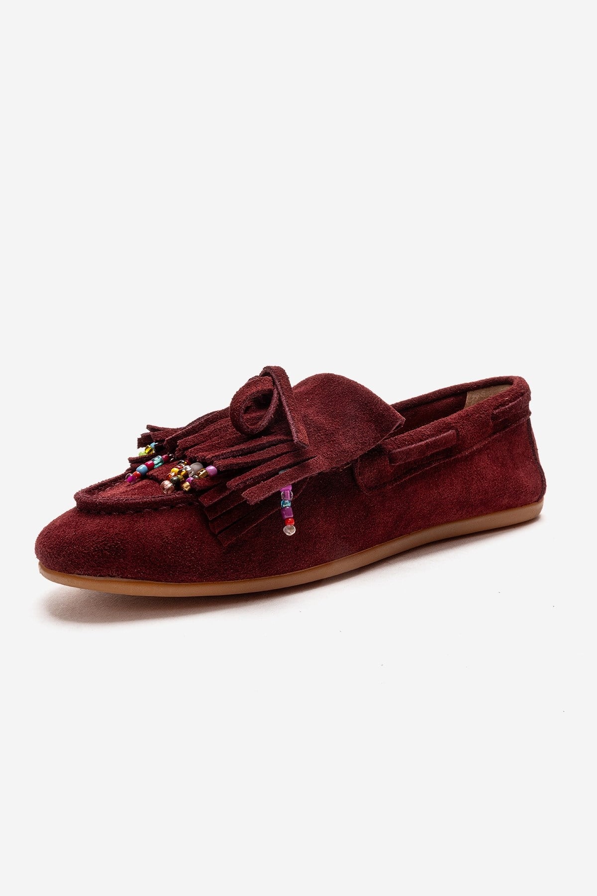 Evelyn - Burgundy Genuine Leather Suede Loafer (Women)
